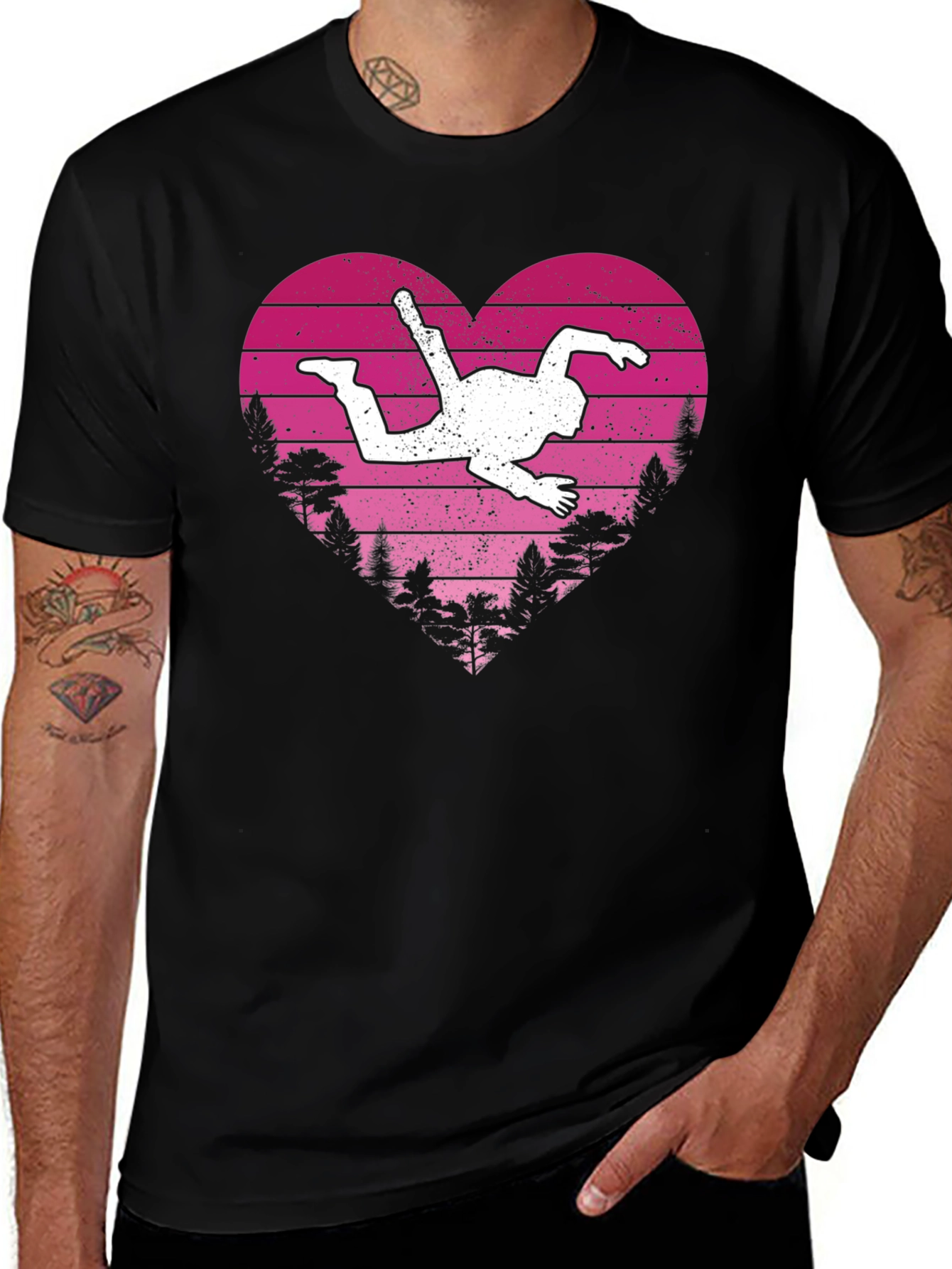 Skydiver Heart Graphic Tee - Adventure Lovers Shirt