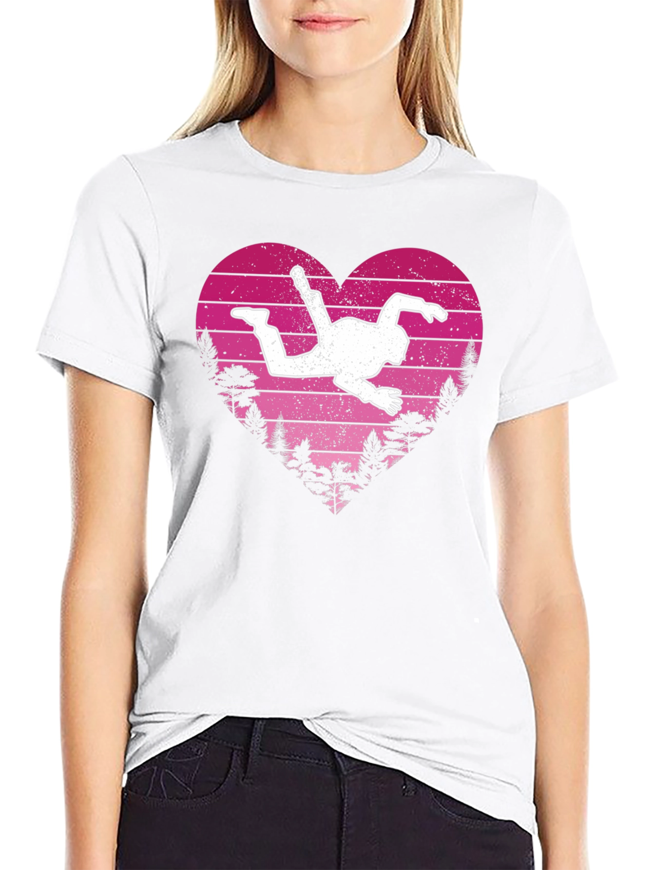 Skydiver Heart Graphic Tee - Adventure Lovers Shirt
