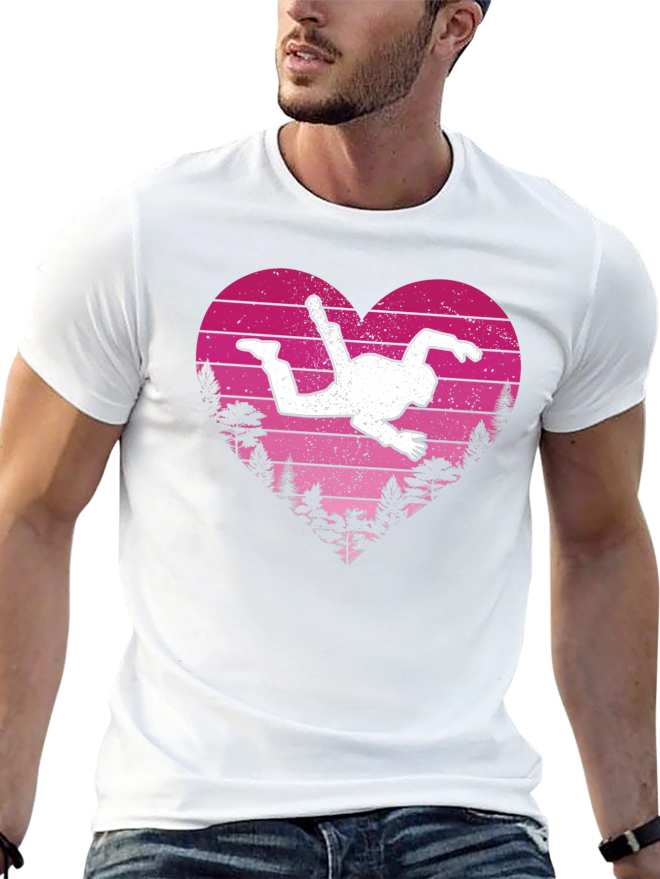 Skydiver Heart Graphic Tee - Adventure Lovers Shirt