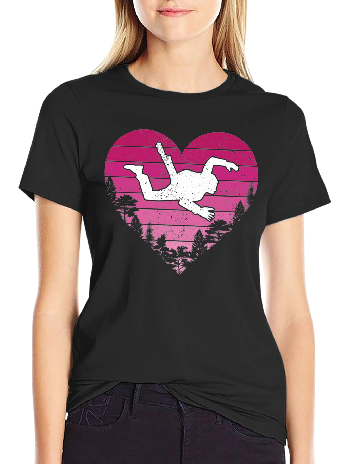 Skydiver Heart Graphic Tee - Adventure Lovers Shirt