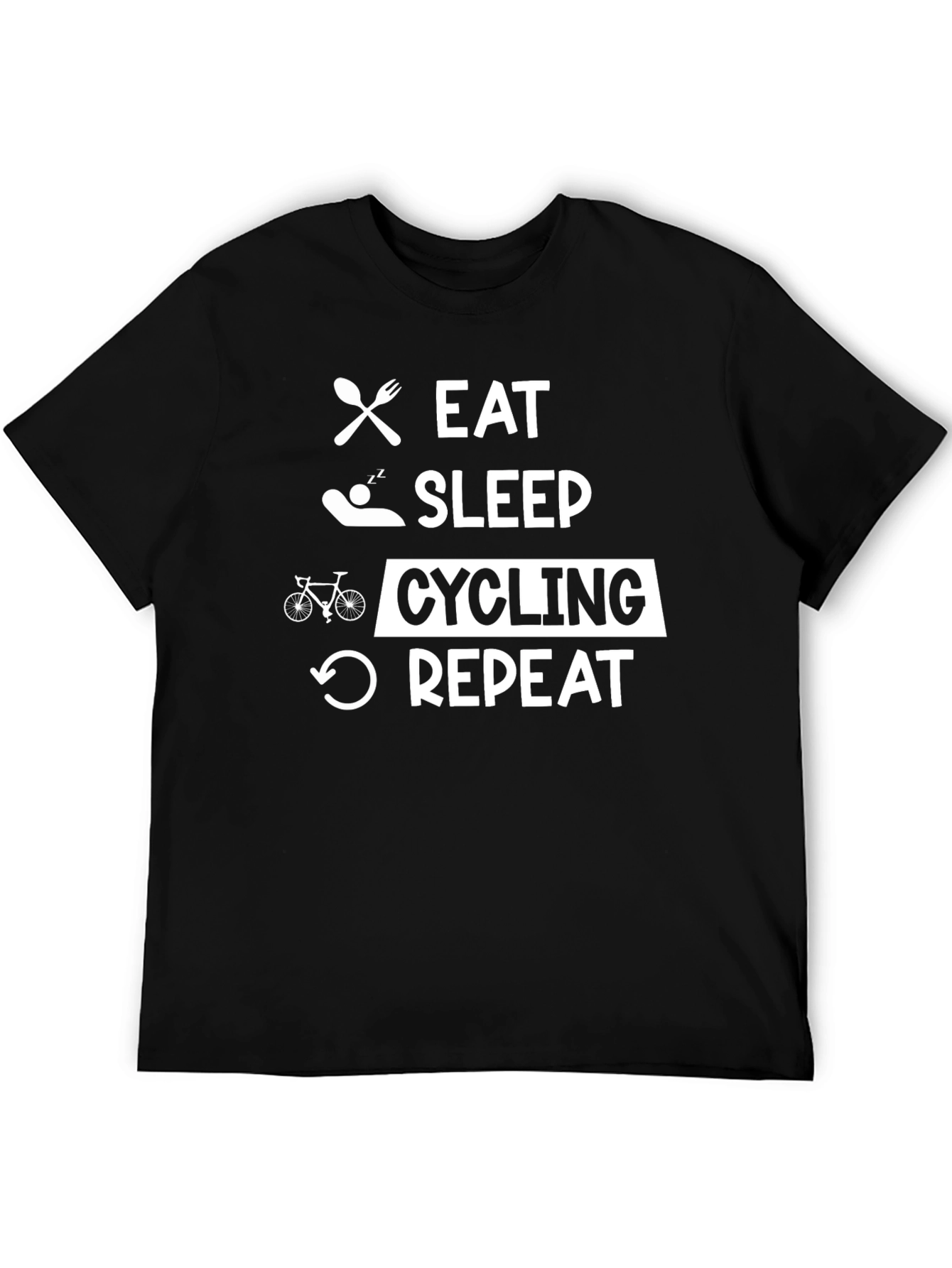 Eat Sleep Cycling Repeat Black T-Shirt
