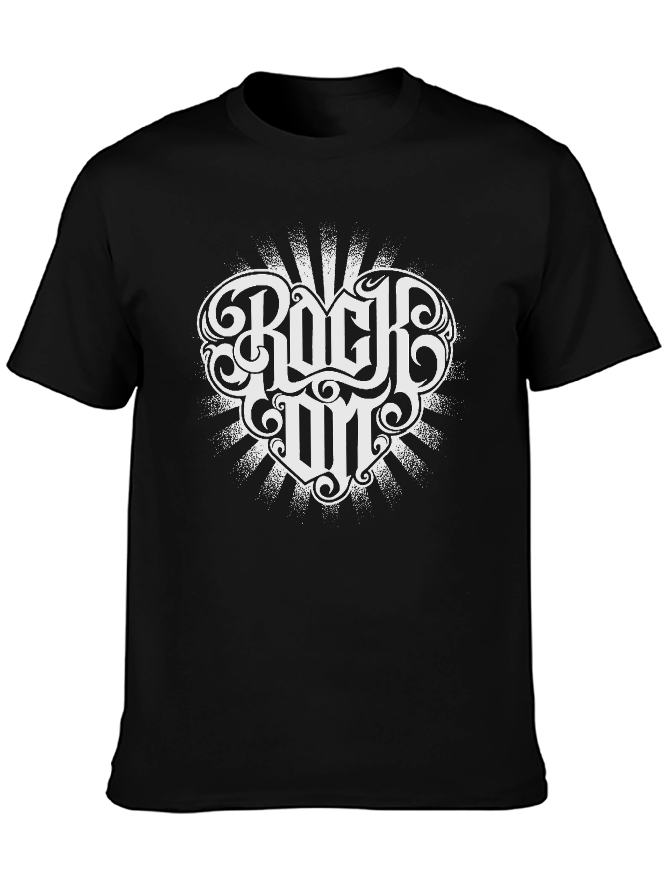 Rock On Black T-Shirt with White Graphic
