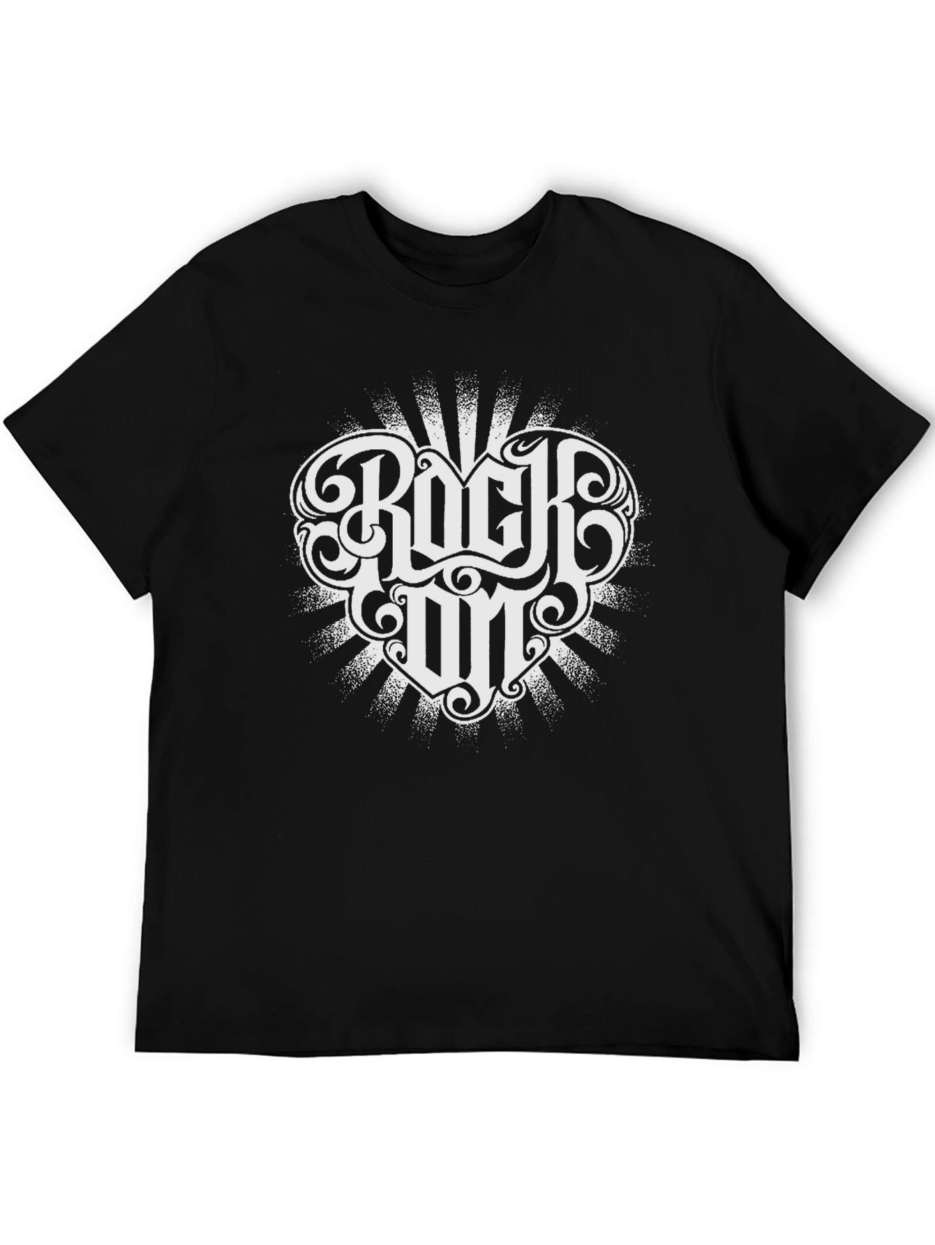 Rock On Black T-Shirt with White Graphic