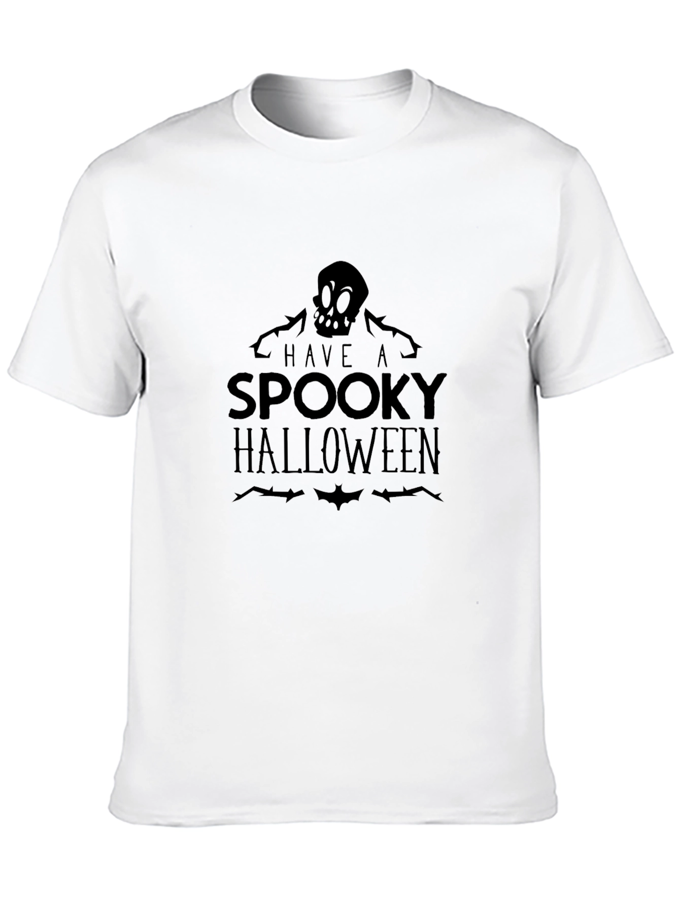 Spooky Halloween Graphic Tee - Skull and Bats