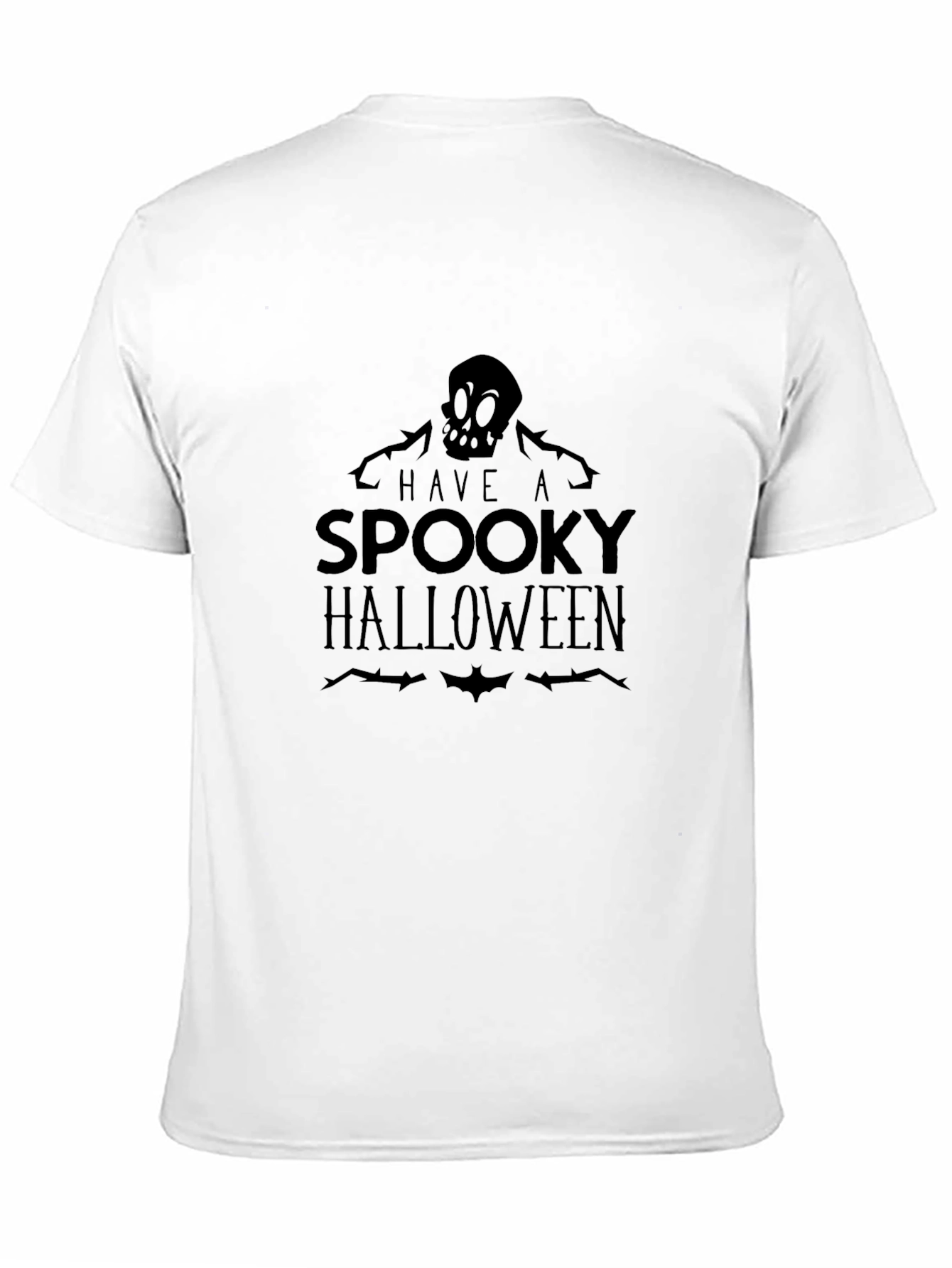Spooky Halloween Graphic Tee - Skull and Bats