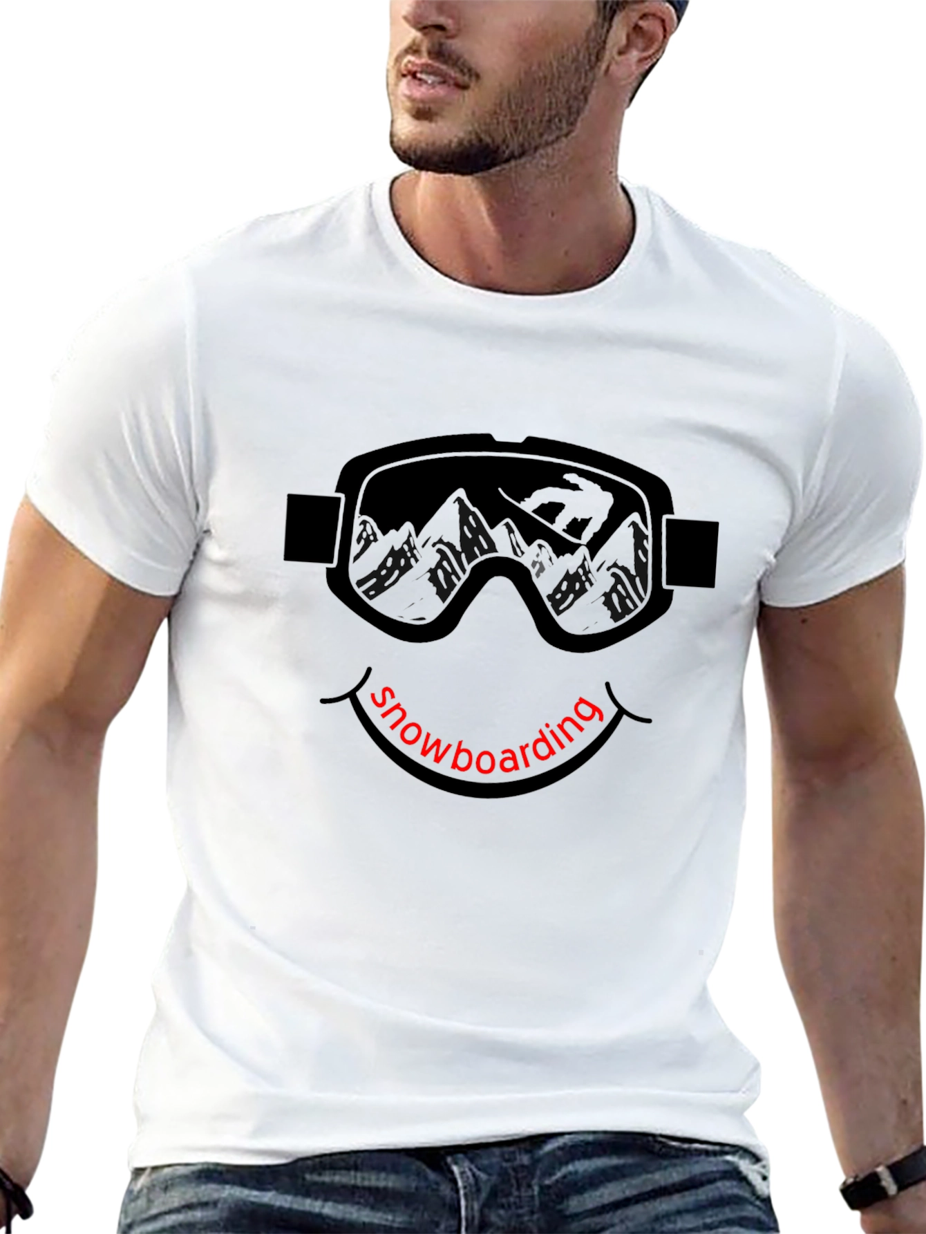 Snowboarding Goggles Graphic Black T-Shirt