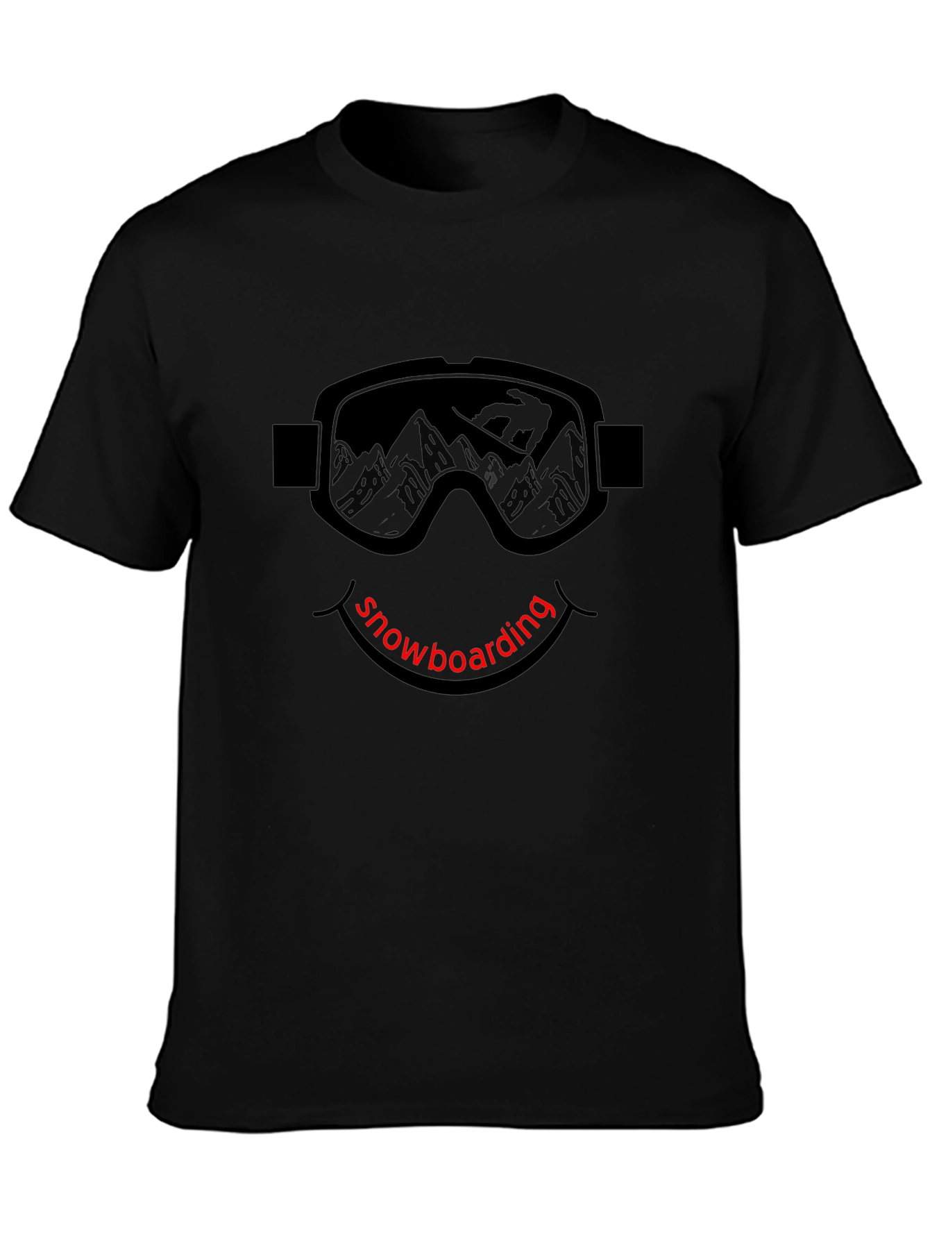 Snowboarding Goggles Graphic Black T-Shirt