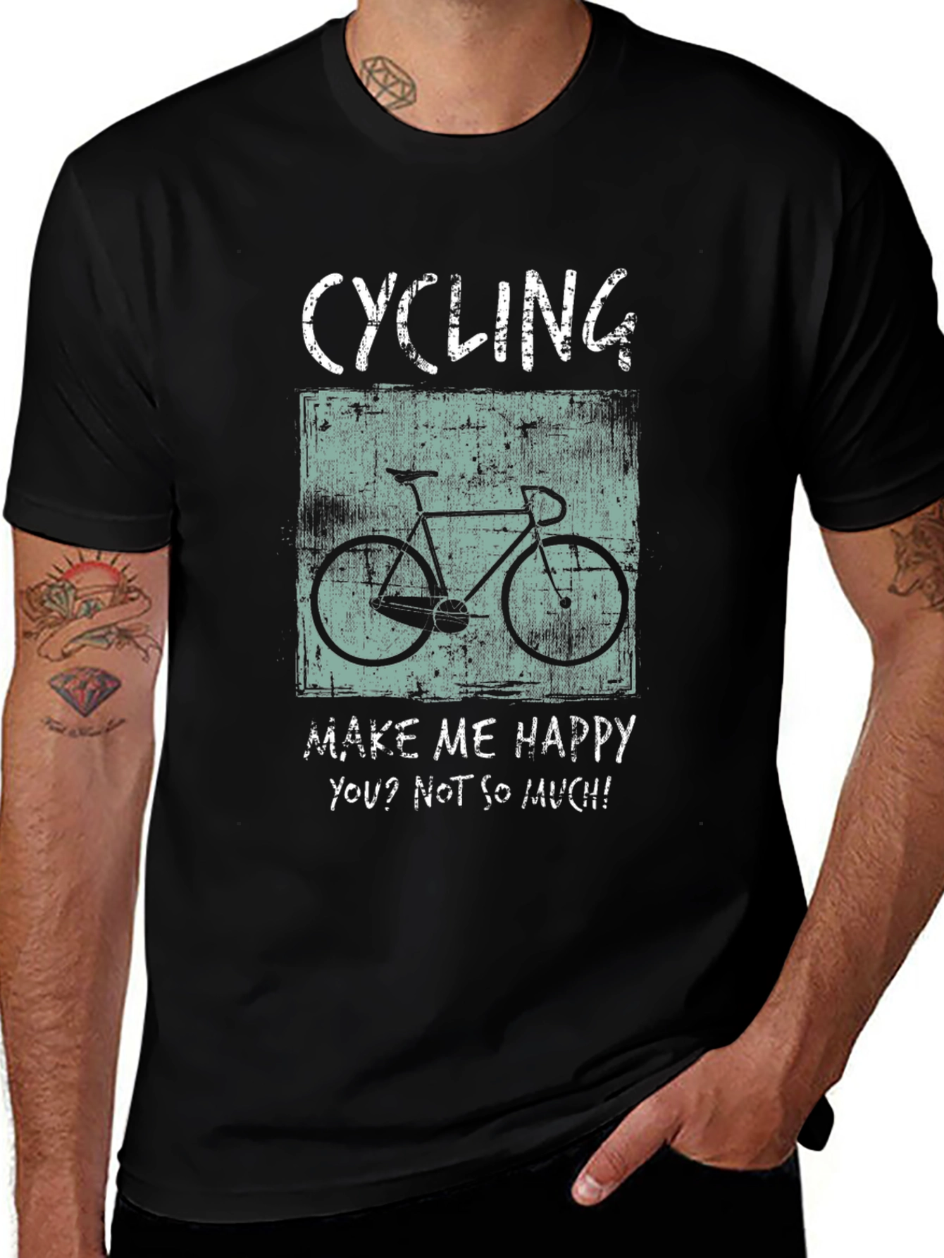 Cycling Makes Me Happy T-Shirt - Black