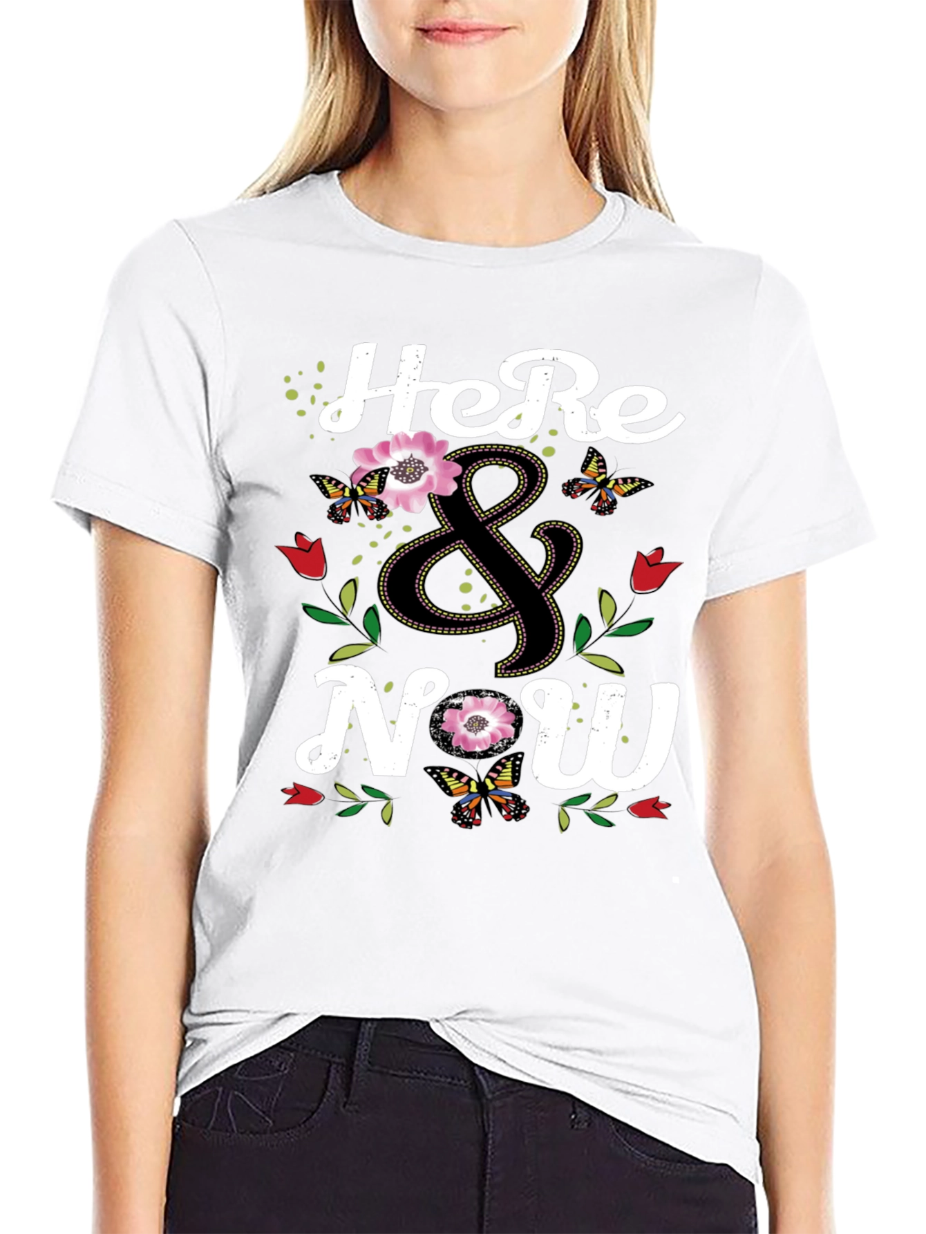 Here & Now Floral Butterfly Graphic Tee