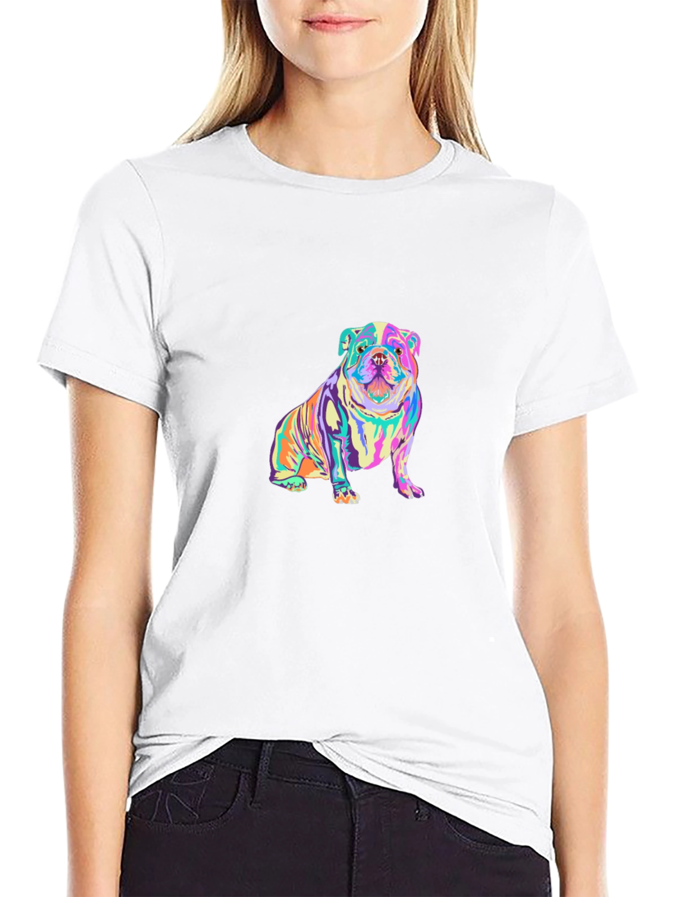 Colorful Bulldog Graphic T-Shirt