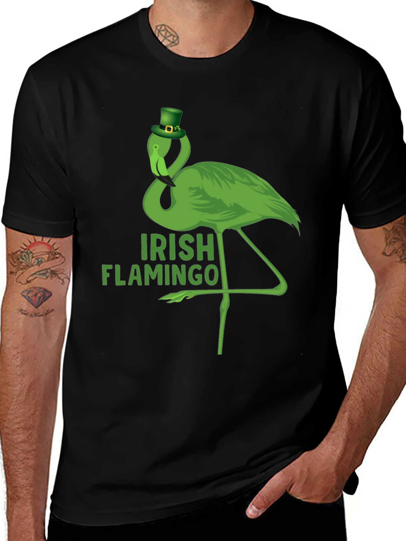 Irish Flamingo St. Patricks Day Graphic T-Shirt