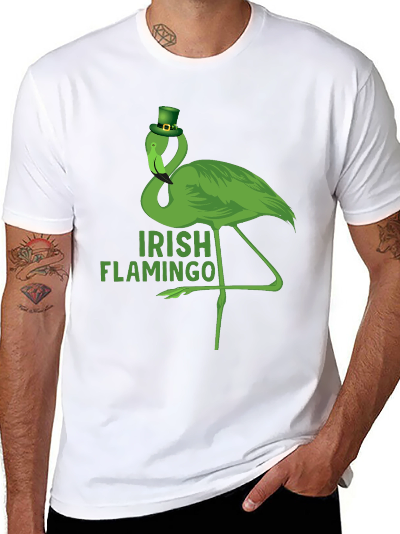 Irish Flamingo St. Patricks Day Graphic T-Shirt