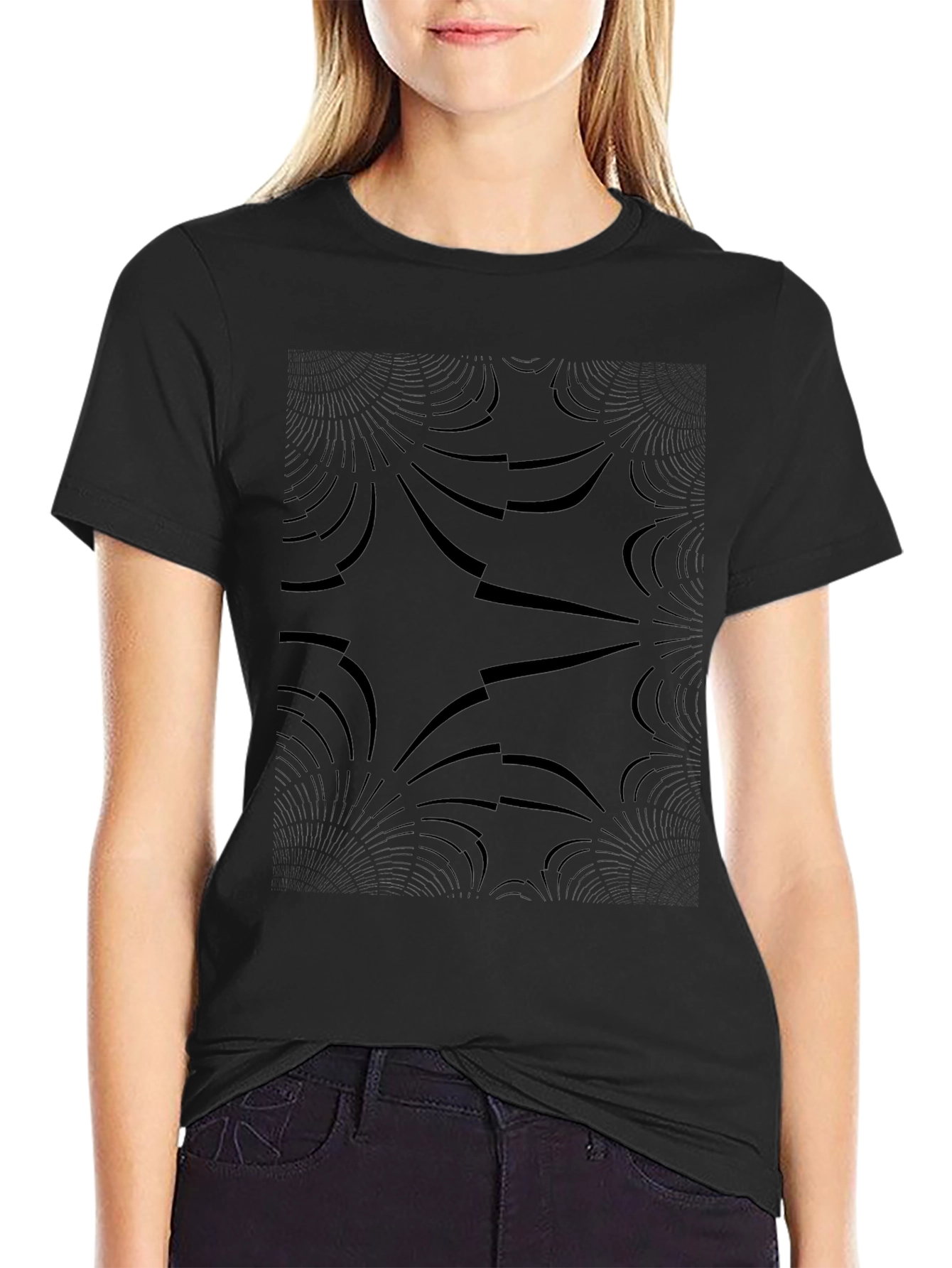 Abstract Pattern Black T-Shirt