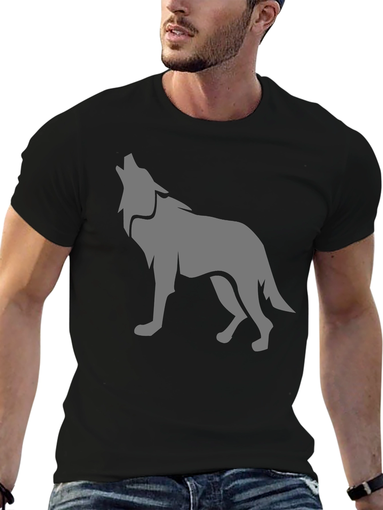 Black Wolf Graphic Tee - Mens Casual Shirt