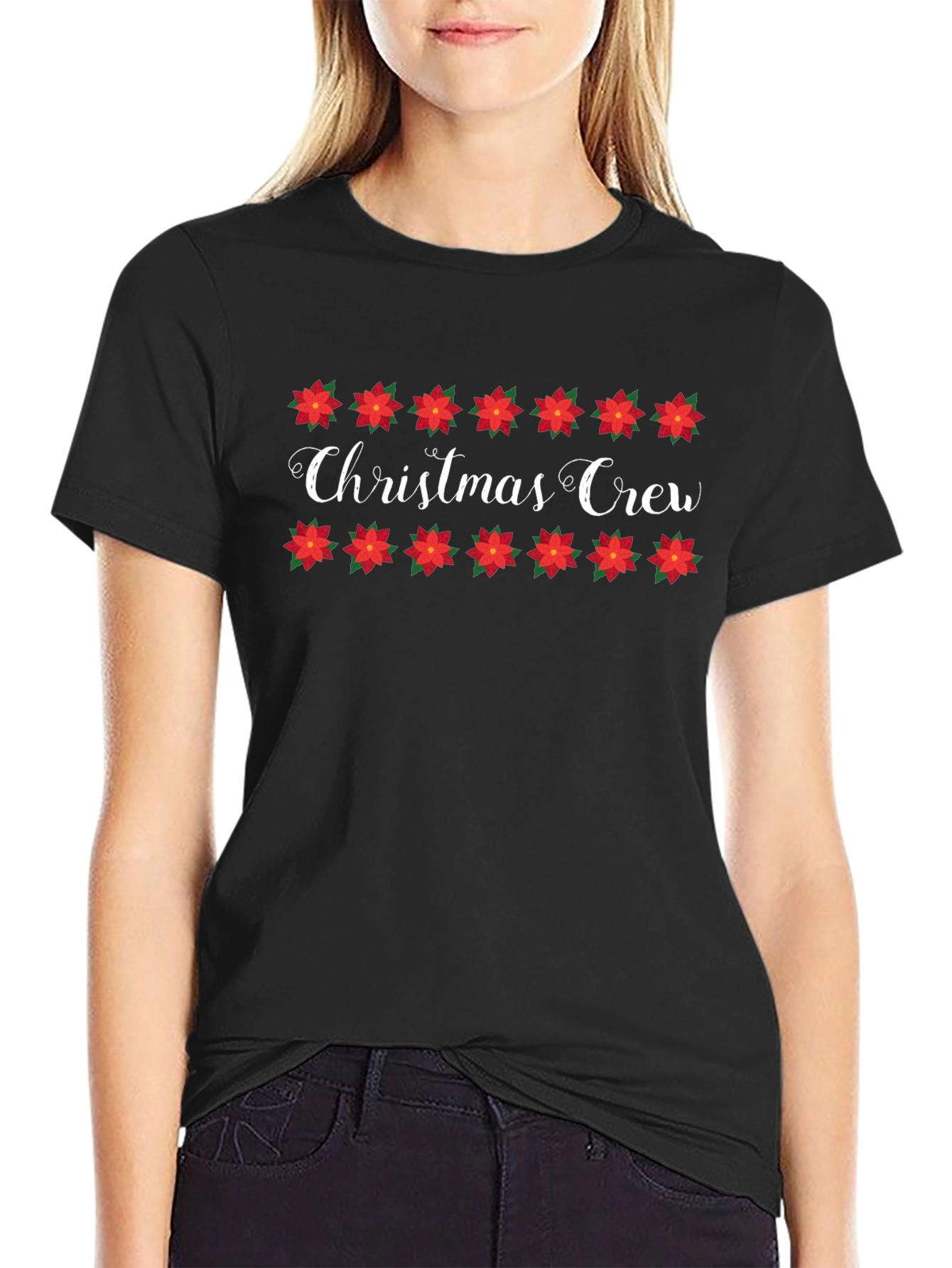 Christmas Crew Poinsettia Graphic Tee