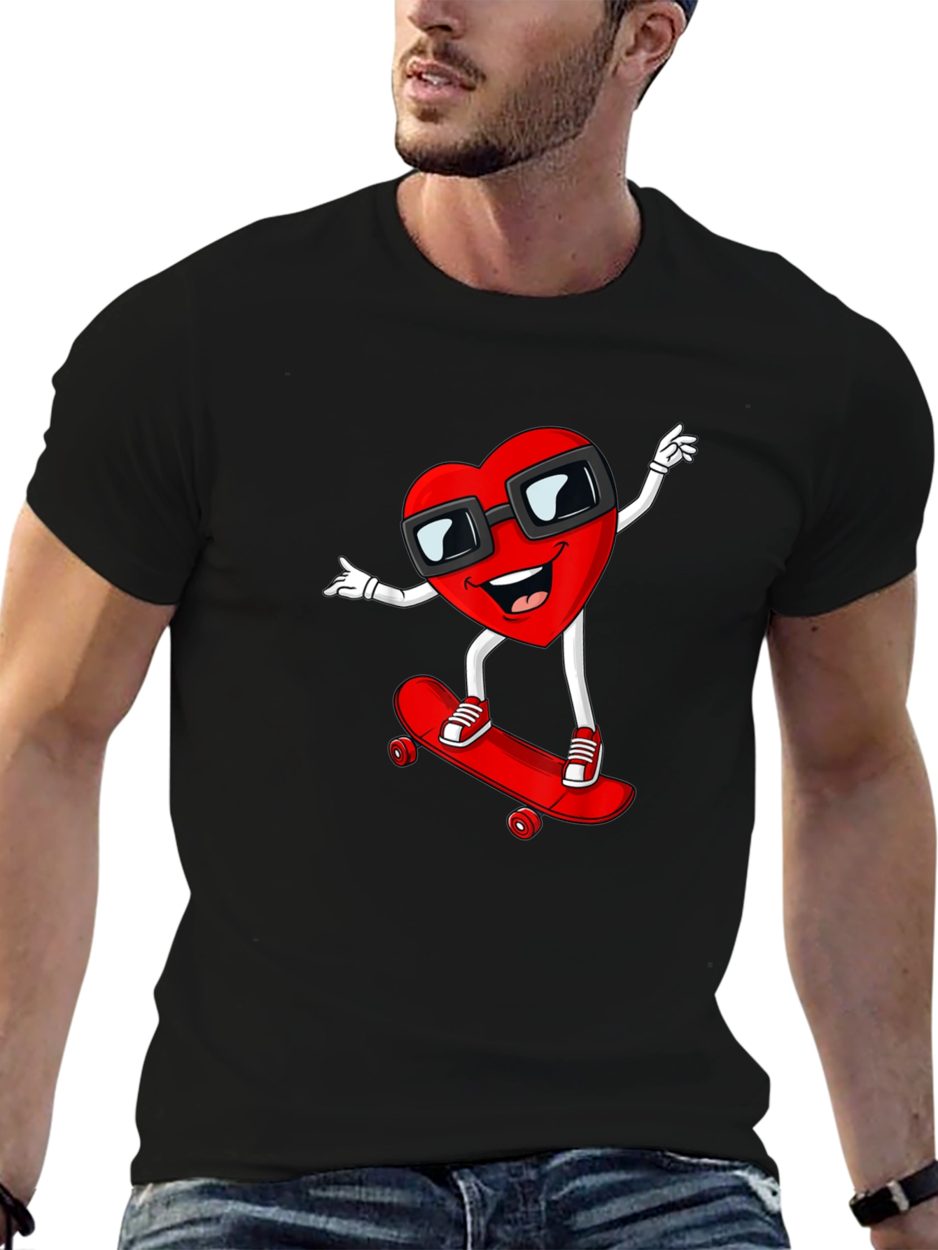Heart Skateboarder Graphic T-Shirt