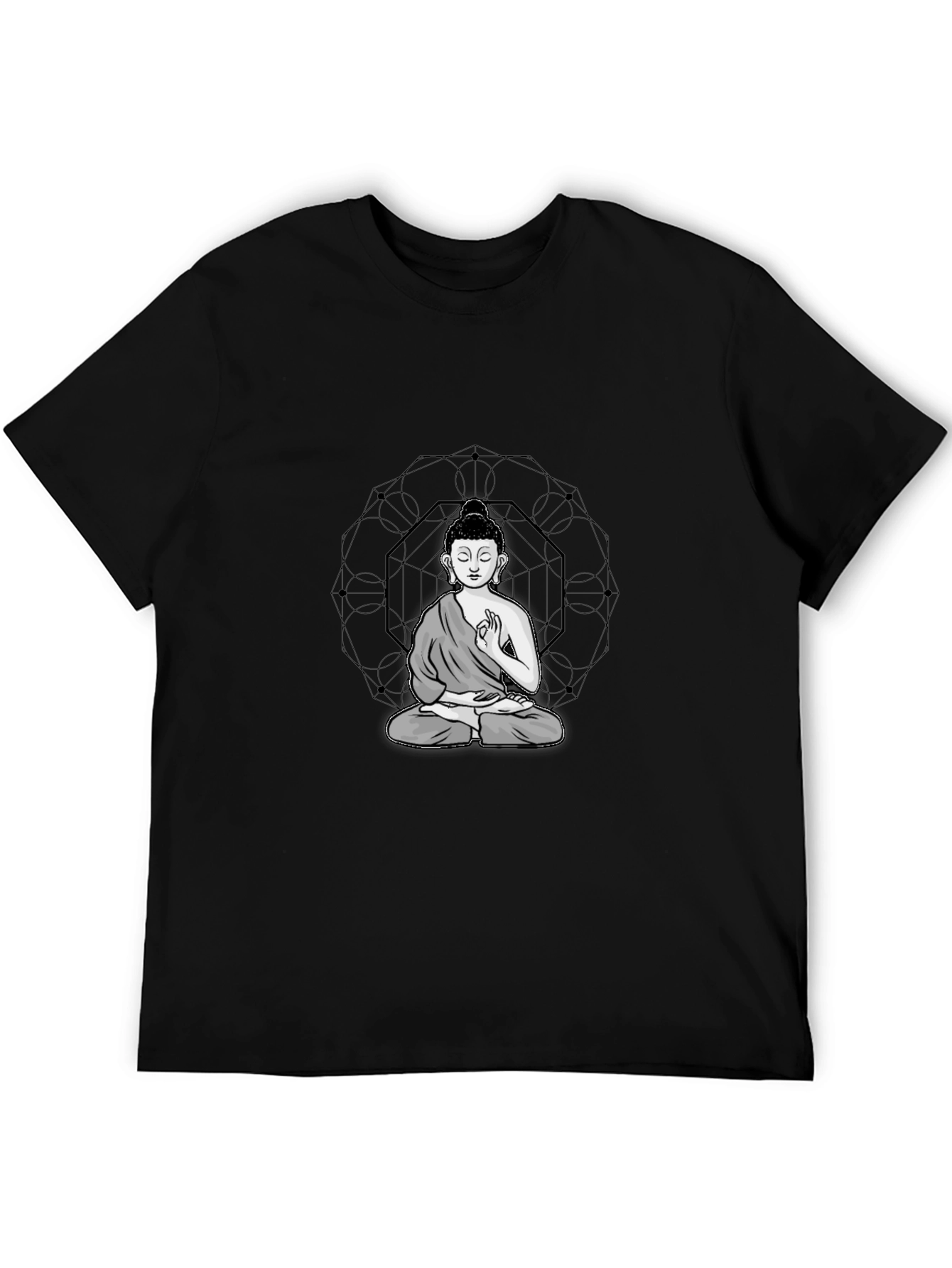 Buddha Graphic Tee - Black Cotton Blend