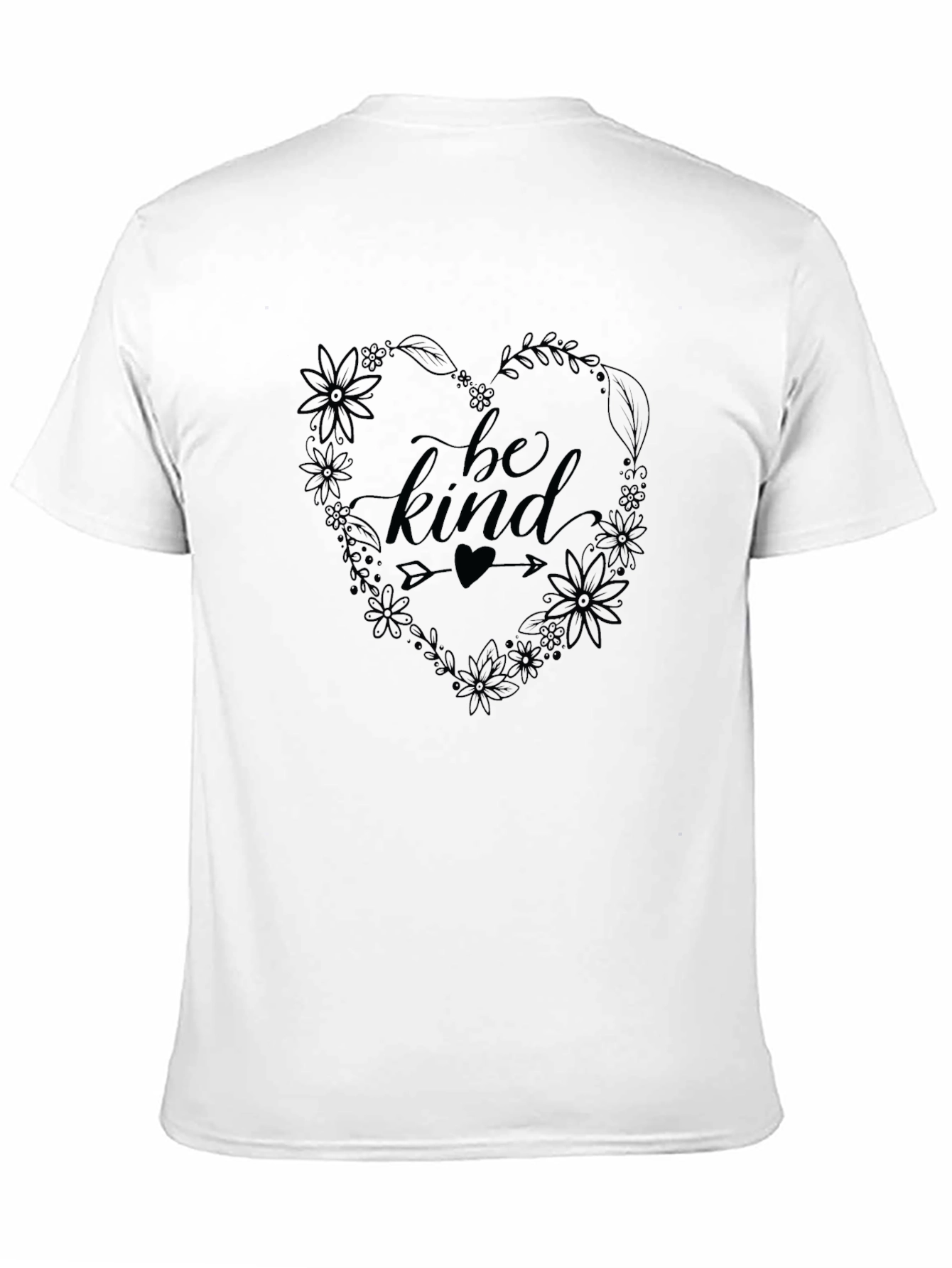 Be Kind Floral Heart Graphic Tee - Black