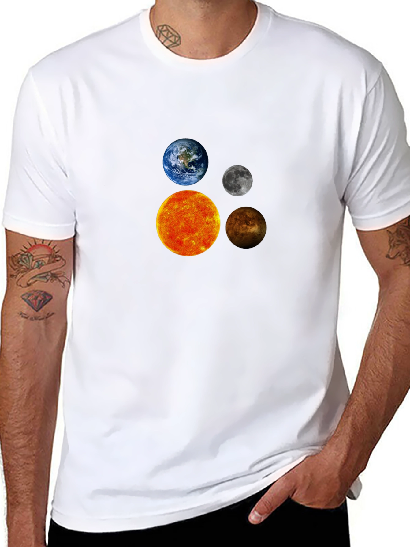 Solar System Planets Graphic Black T-Shirt