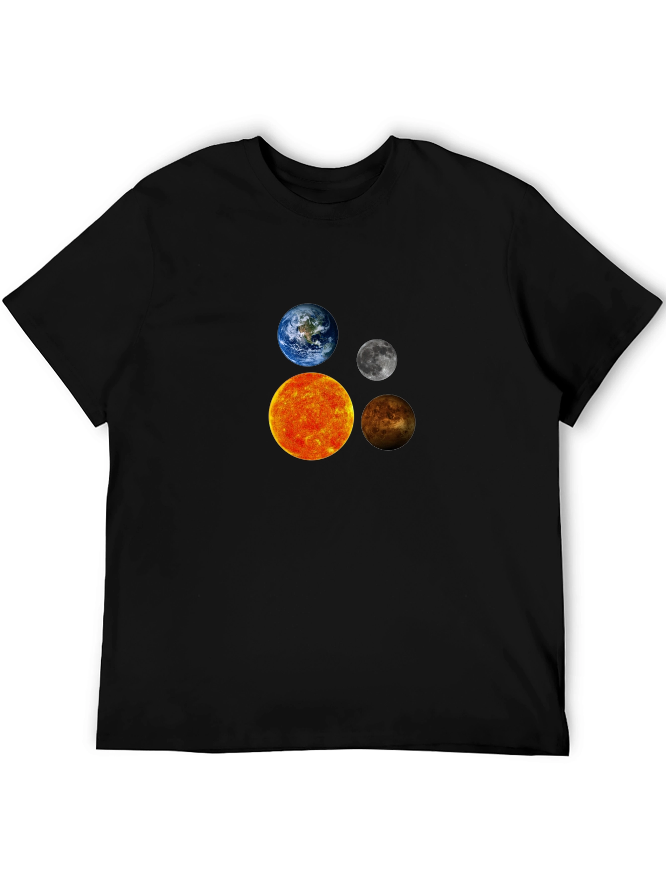 Solar System Planets Graphic Black T-Shirt