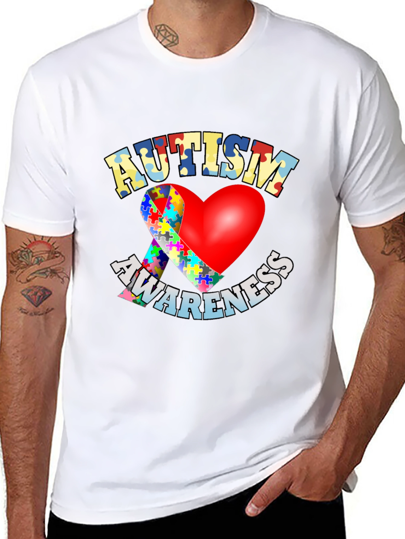 Autism Awareness T-Shirt - Puzzle Heart Design