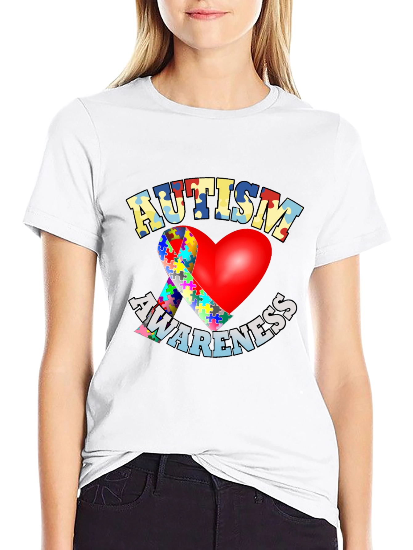 Autism Awareness T-Shirt - Puzzle Heart Design