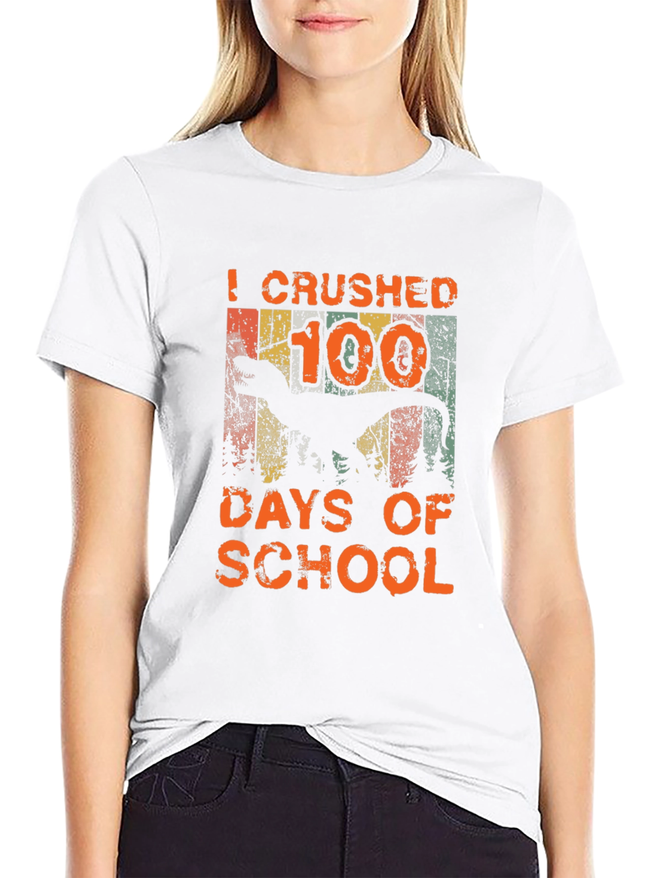 Crushed 100 Days of School Dinosaur T-Shirt