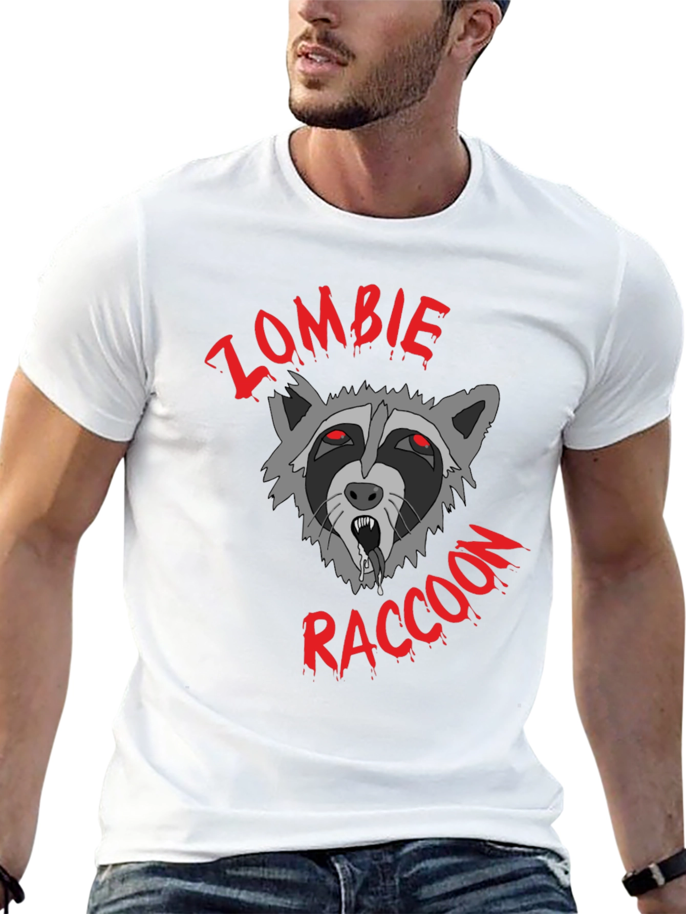 Zombie Raccoon Graphic T-Shirt - Black Cotton Tee