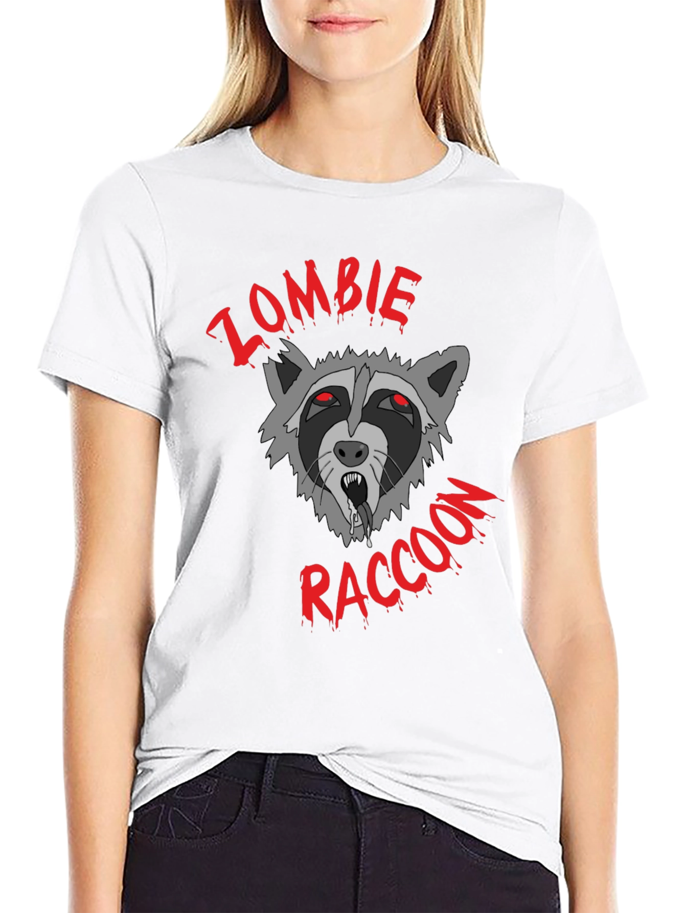 Zombie Raccoon Graphic T-Shirt - Black Cotton Tee