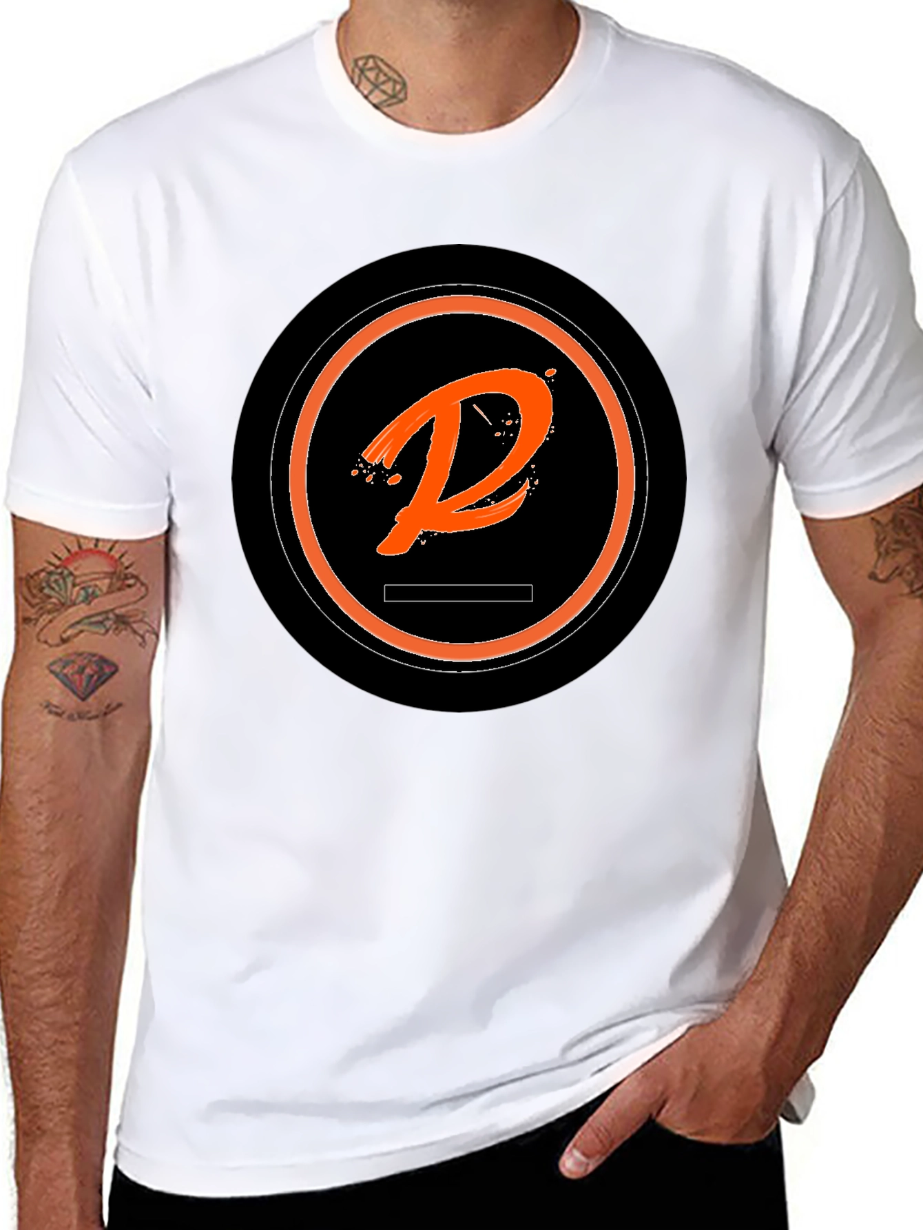 Cool Black T-Shirt with Orange Initial Logo