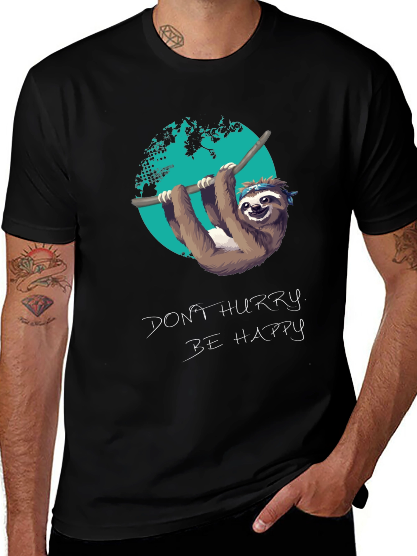 Sloth Dont Hurry Be Happy Graphic Tee