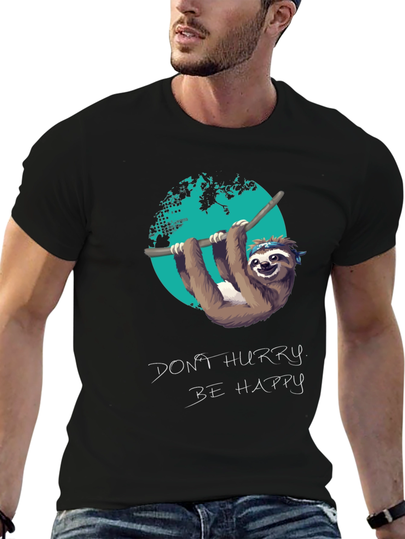 Sloth Dont Hurry Be Happy Graphic Tee