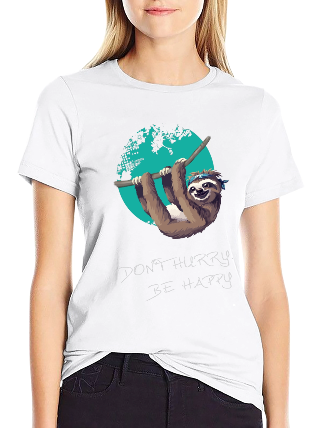 Sloth Dont Hurry Be Happy Graphic Tee