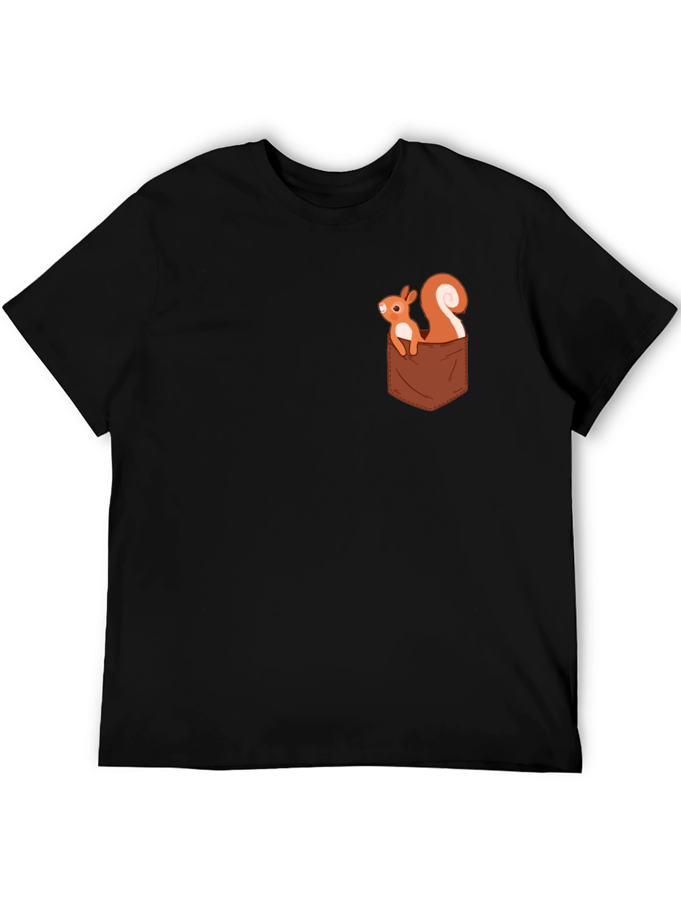 Squirrel Pocket T-Shirt - Cute Cartoon Design