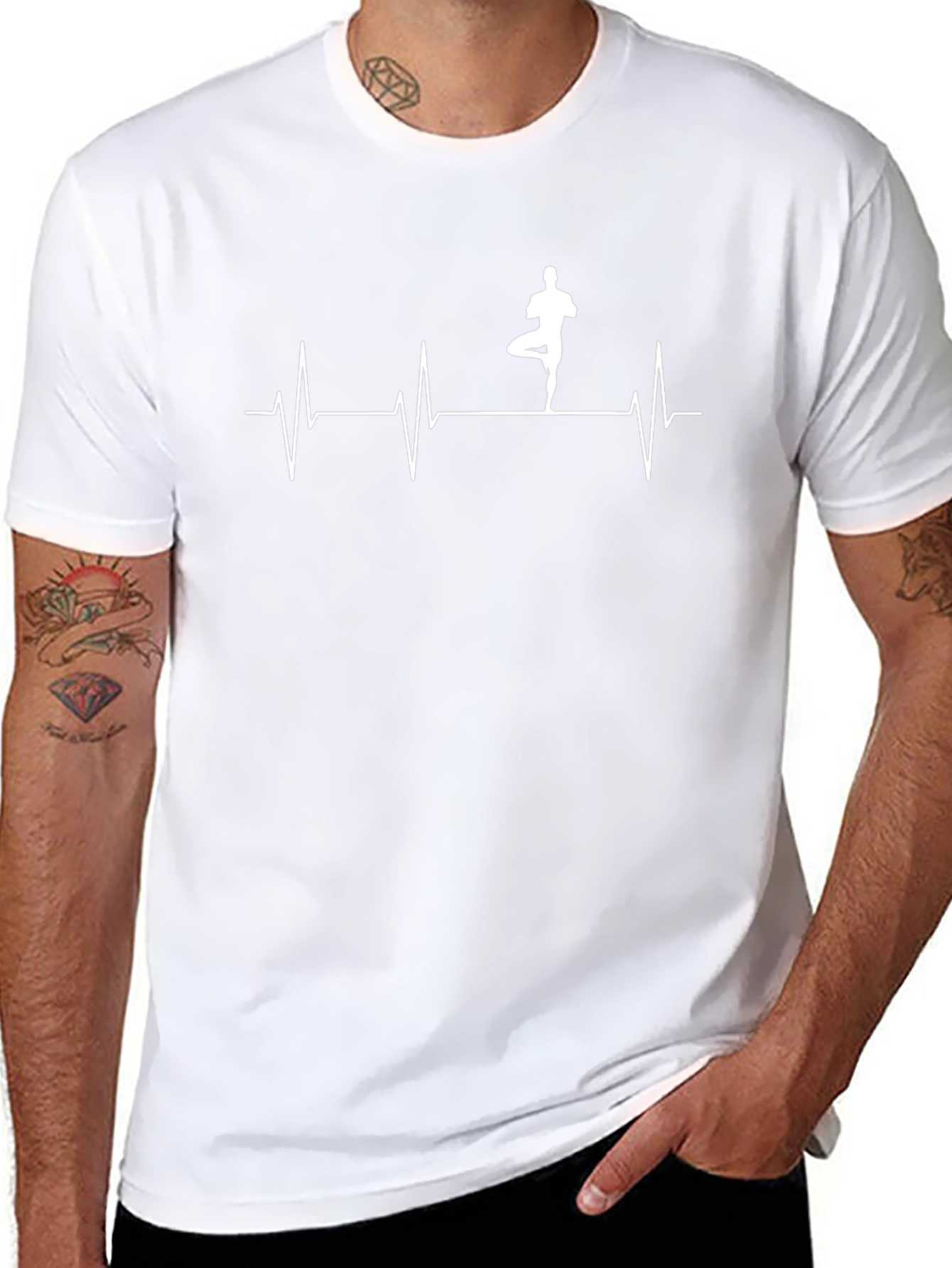 Yoga Heartbeat T-Shirt - Black Cotton Tee