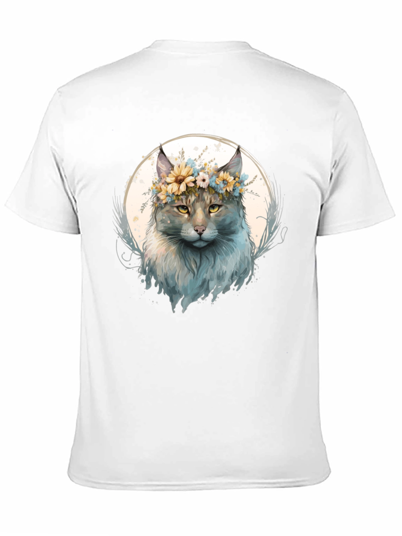 Floral Crown Cat Graphic T-Shirt