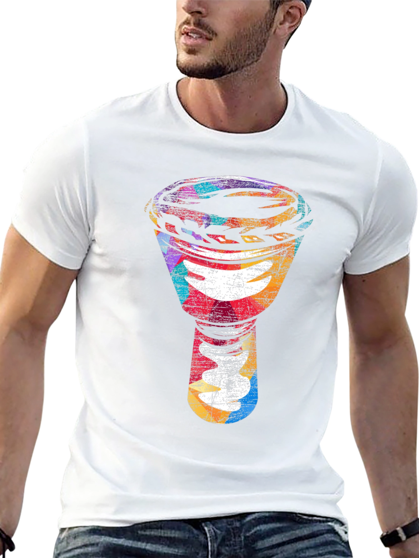 Abstract Djembe Drum Graphic Tee - Black