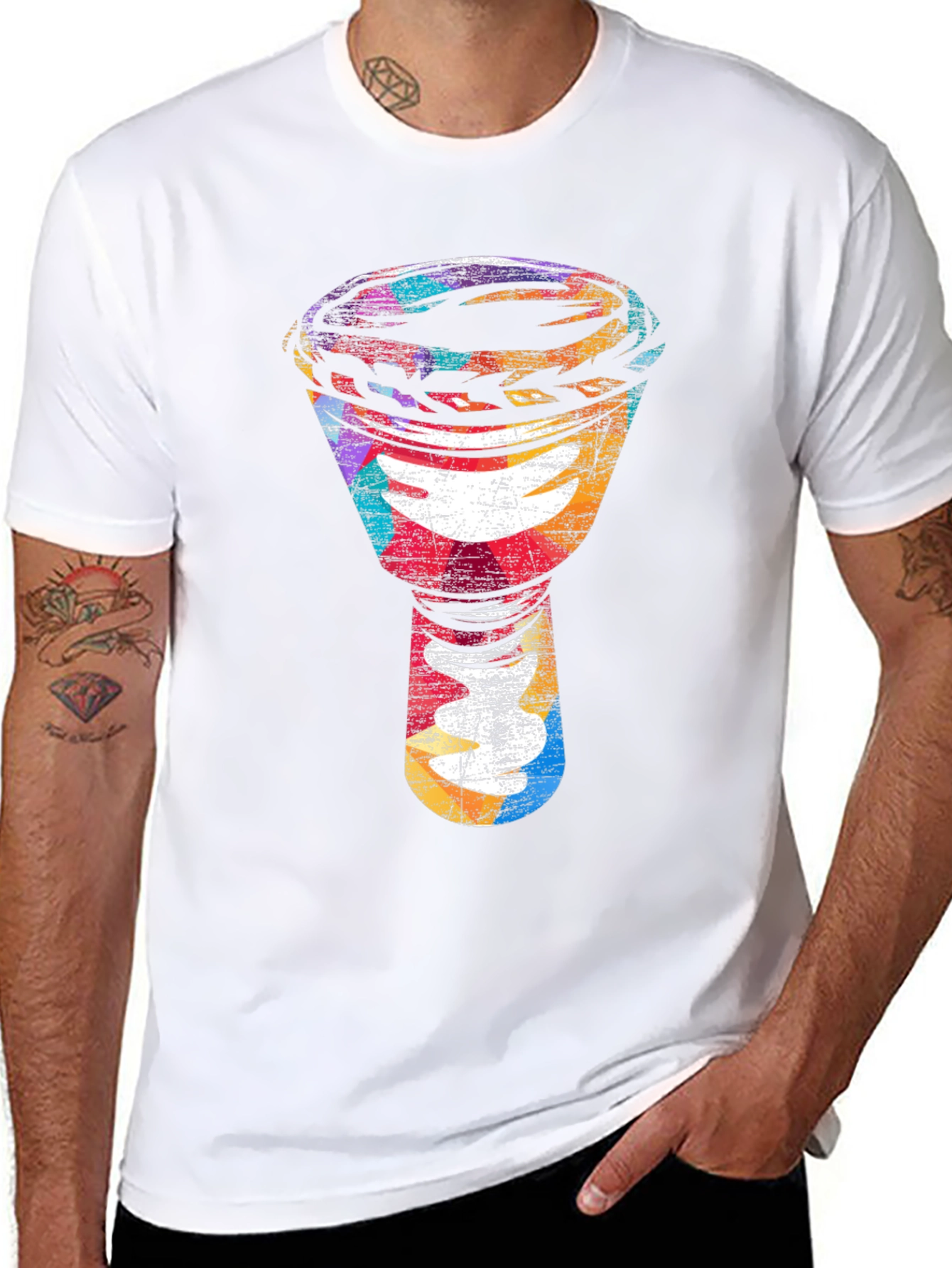 Abstract Djembe Drum Graphic Tee - Black