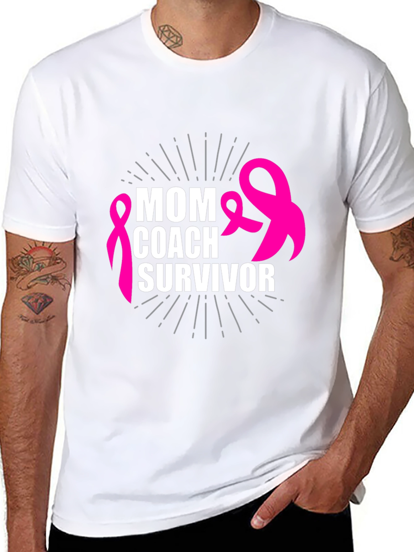 Mom Coach Survivor Breast Cancer Awareness T-Shirt