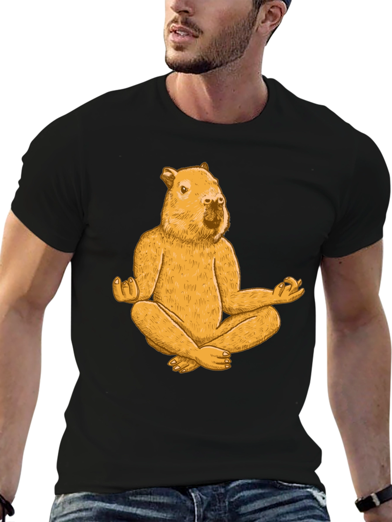Meditating Capybara T-Shirt - Funny Zen Rodent Tee