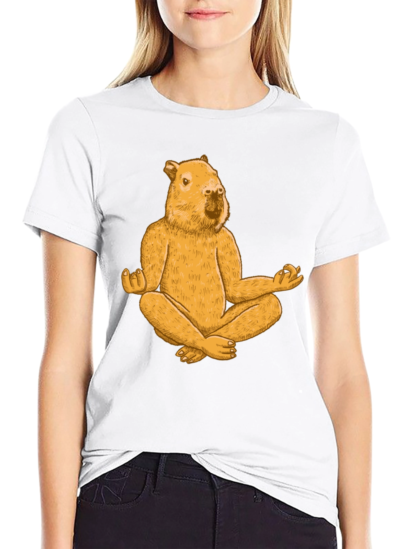 Meditating Capybara T-Shirt - Funny Zen Rodent Tee