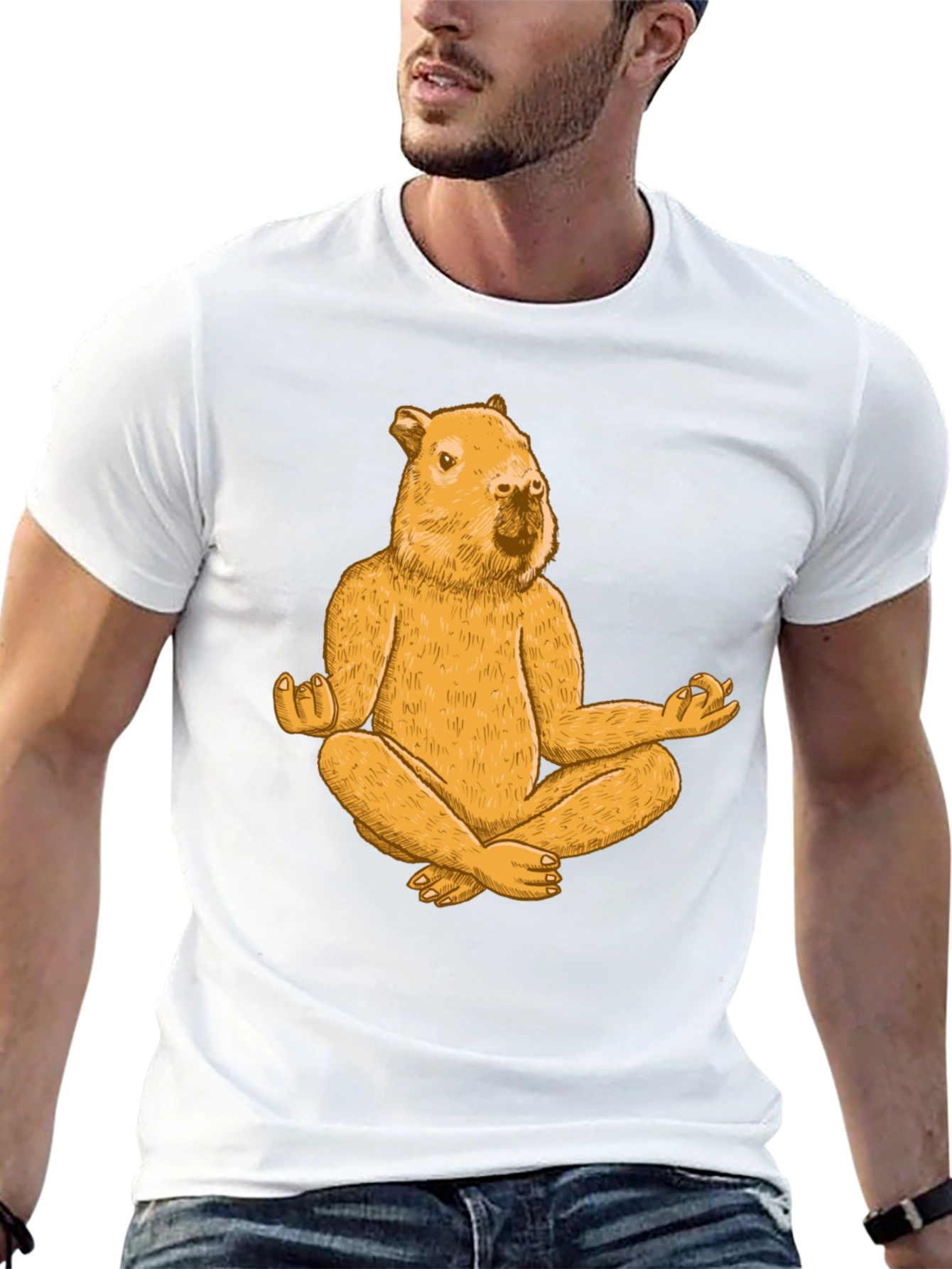 Meditating Capybara T-Shirt - Funny Zen Rodent Tee