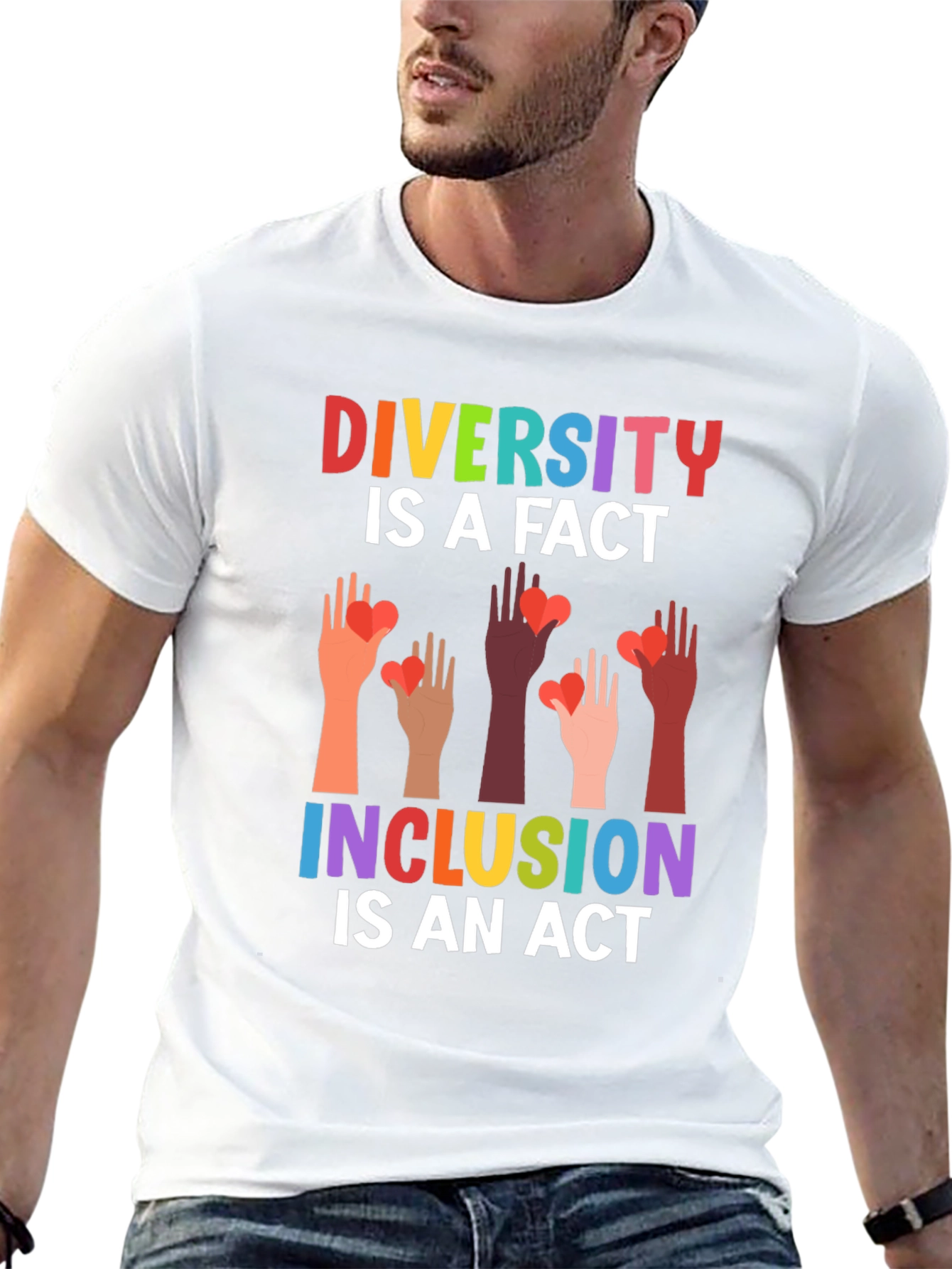 Diversity Inclusion T-Shirt Love Hearts