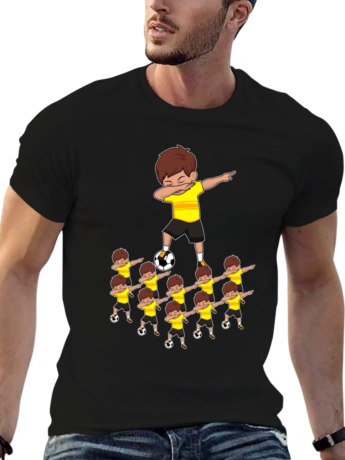 Dabbing Soccer Kids T-Shirt - Black Cotton Tee