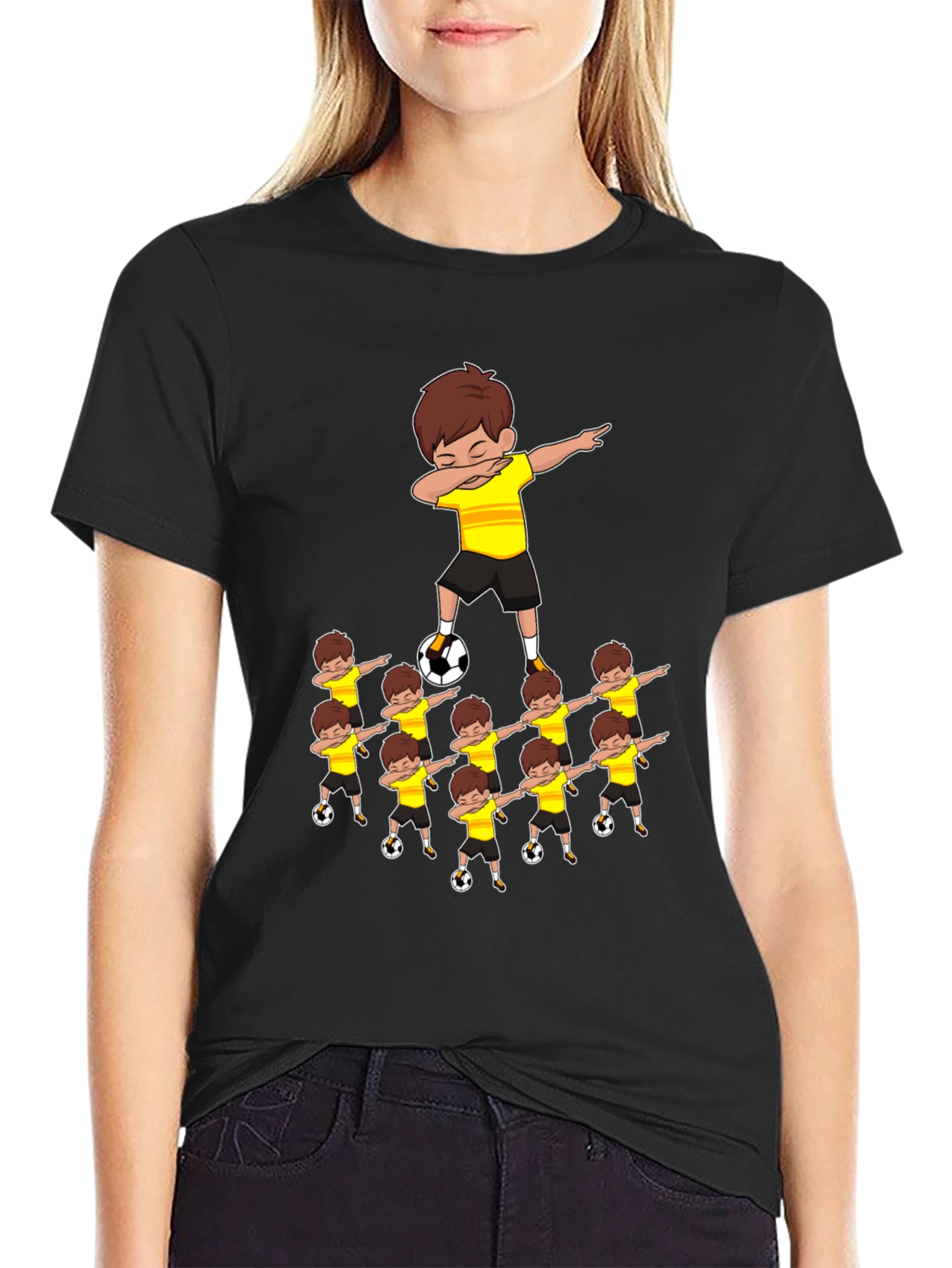 Dabbing Soccer Kids T-Shirt - Black Cotton Tee