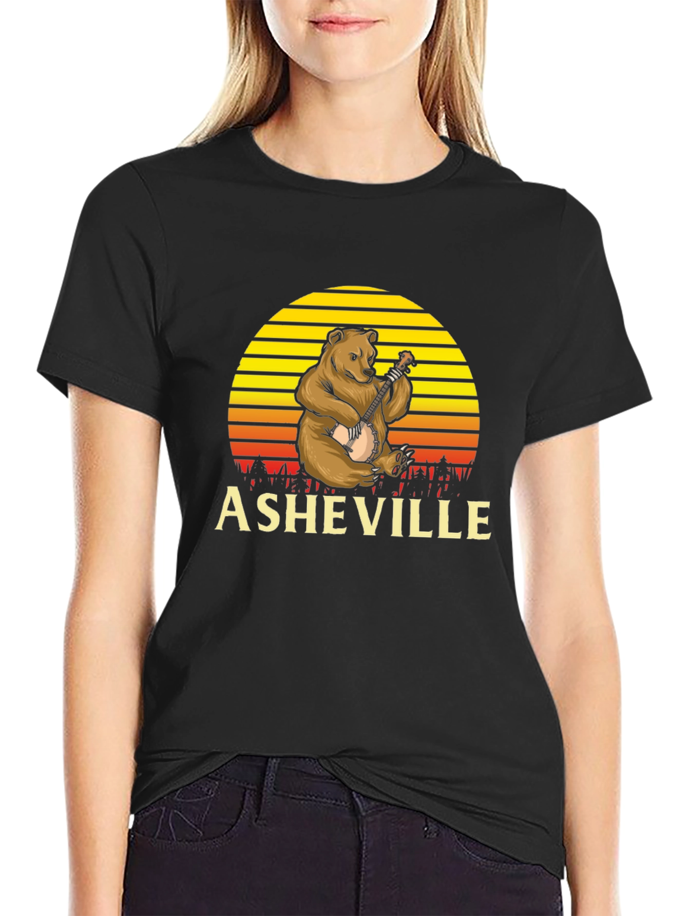 Asheville Bear Banjo Graphic Tee - Black