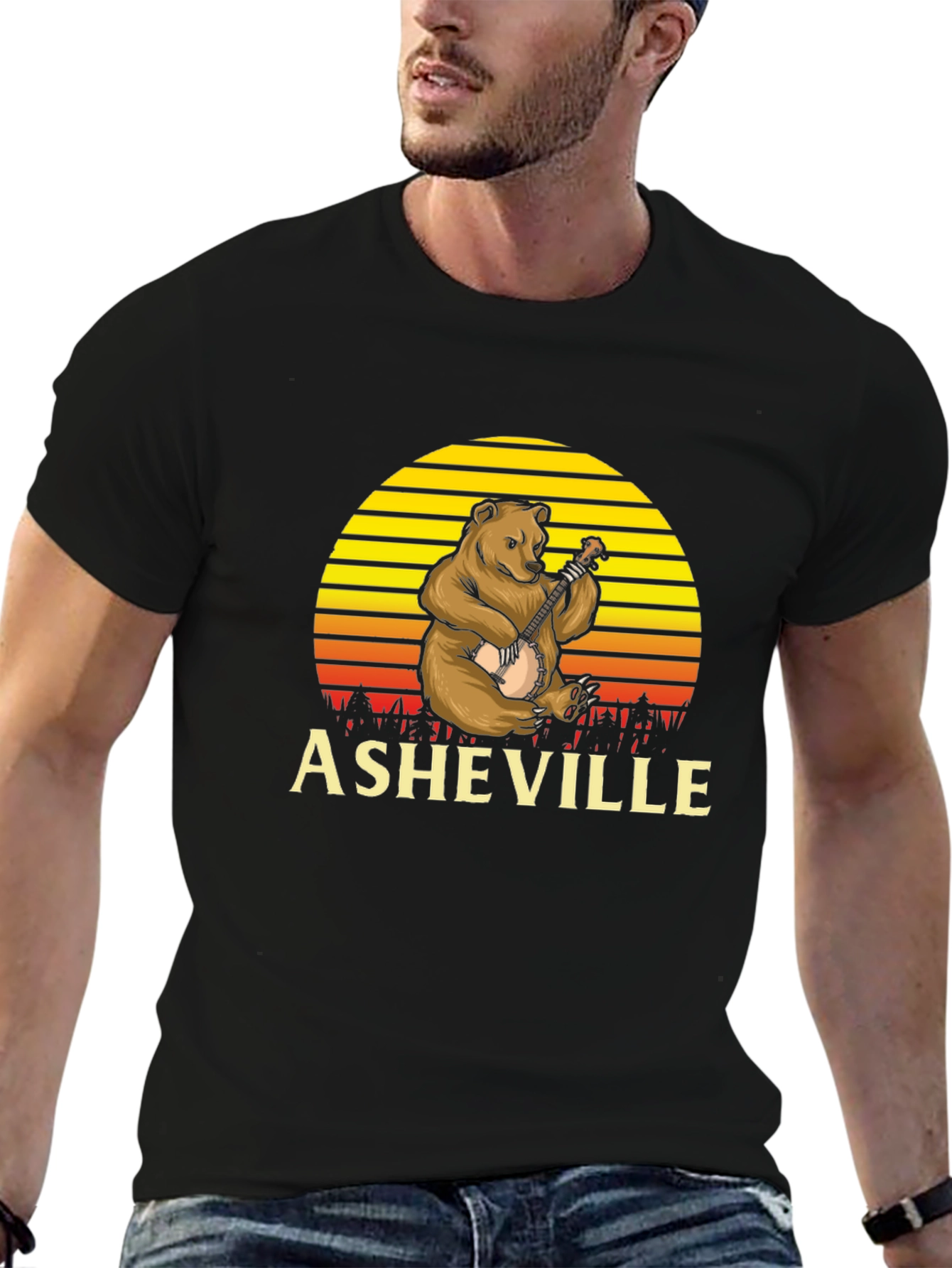 Asheville Bear Banjo Graphic Tee - Black