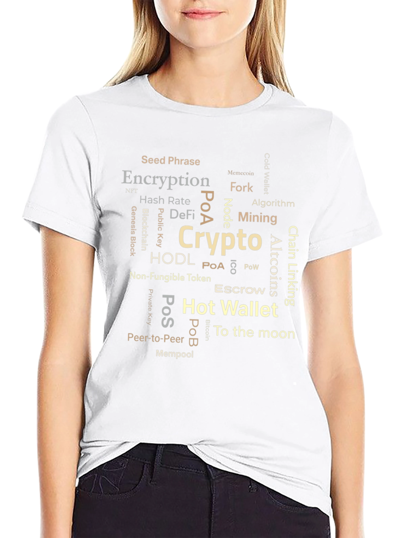 Crypto Word Cloud T-Shirt - Blockchain Bitcoin NFT