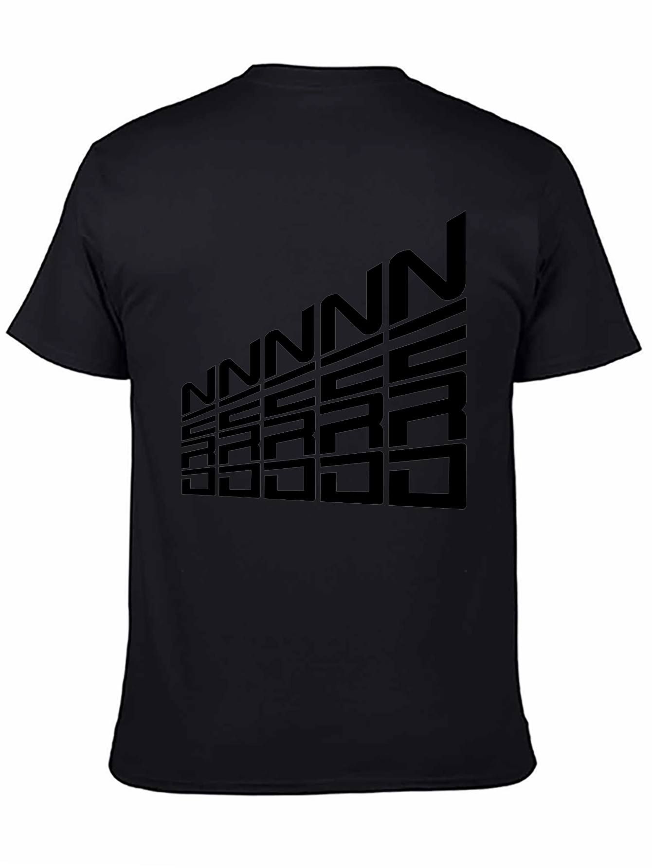 Geometric Letter Graphic Tee - Modern Black T-Shirt