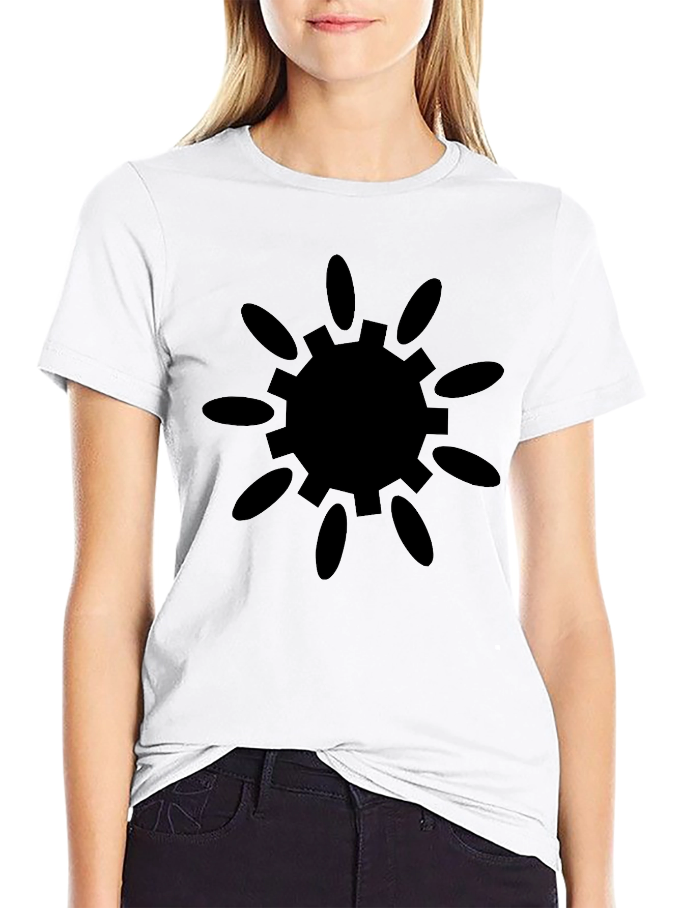 Black Tee with Sunburst Gear Graphic